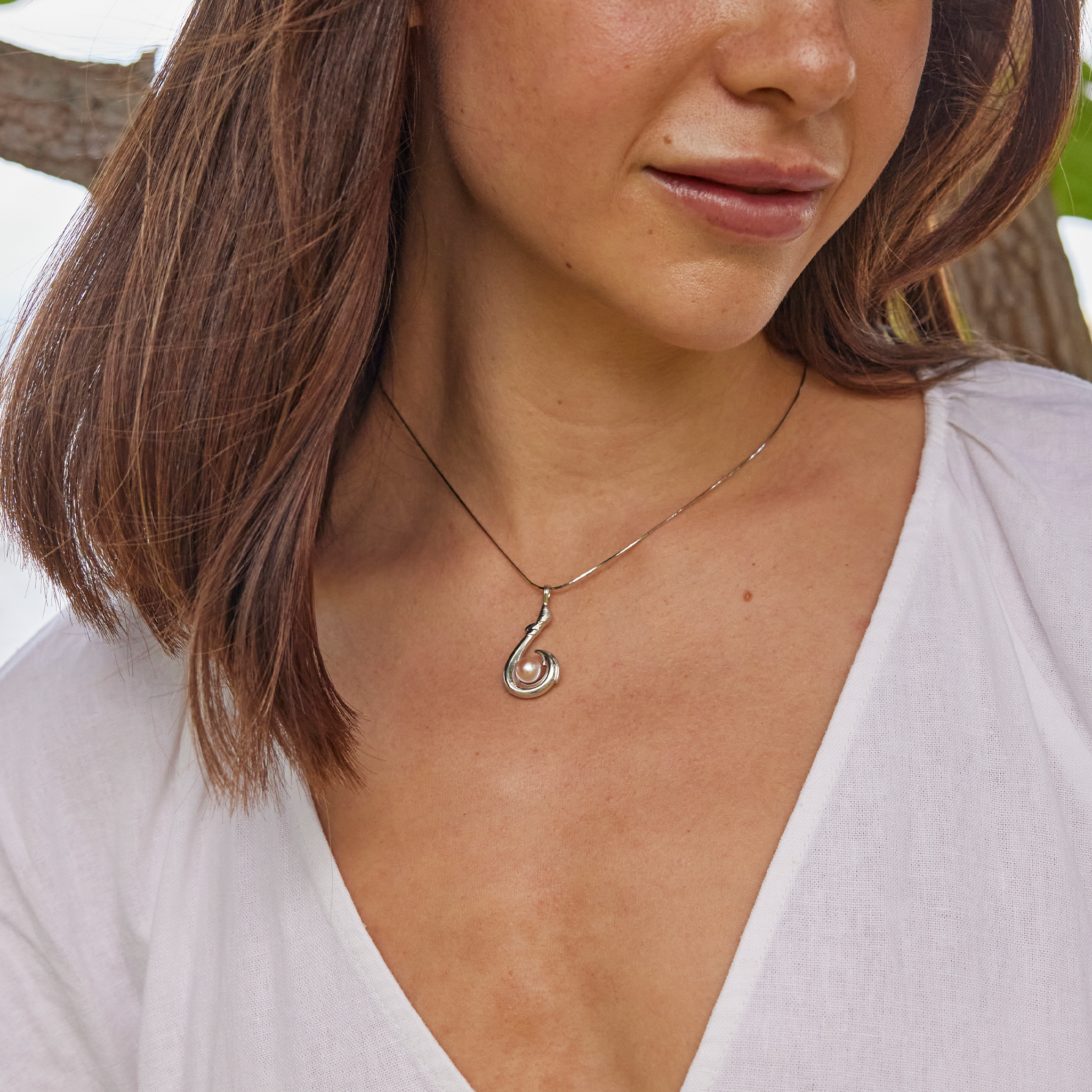 ピック・ア・パール・フィッシュフック・ペンダント スターリングシルバー 27mm