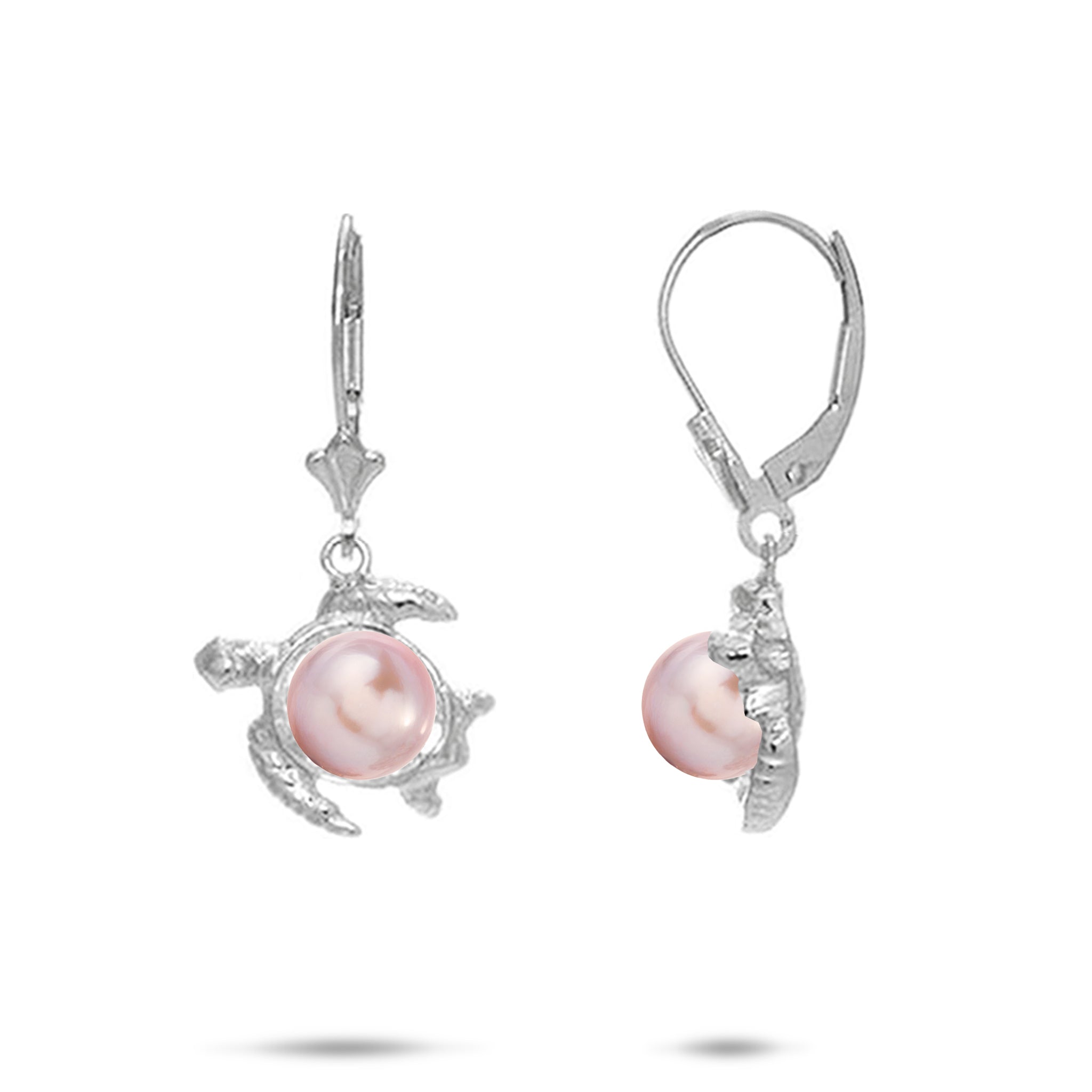 Pick A Pearl Honu Earrings in Sterling Silver - 13mm