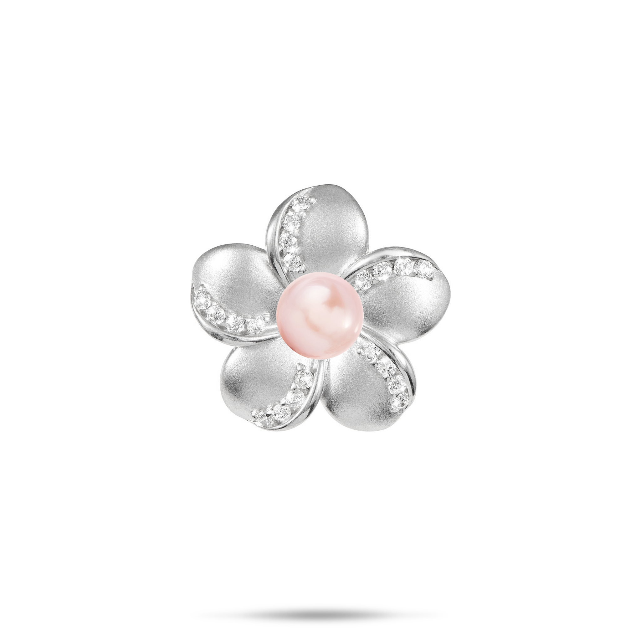 キュービックジルコニアとスターリングシルバーのPick Aプルメリア ペンダント - 20mm