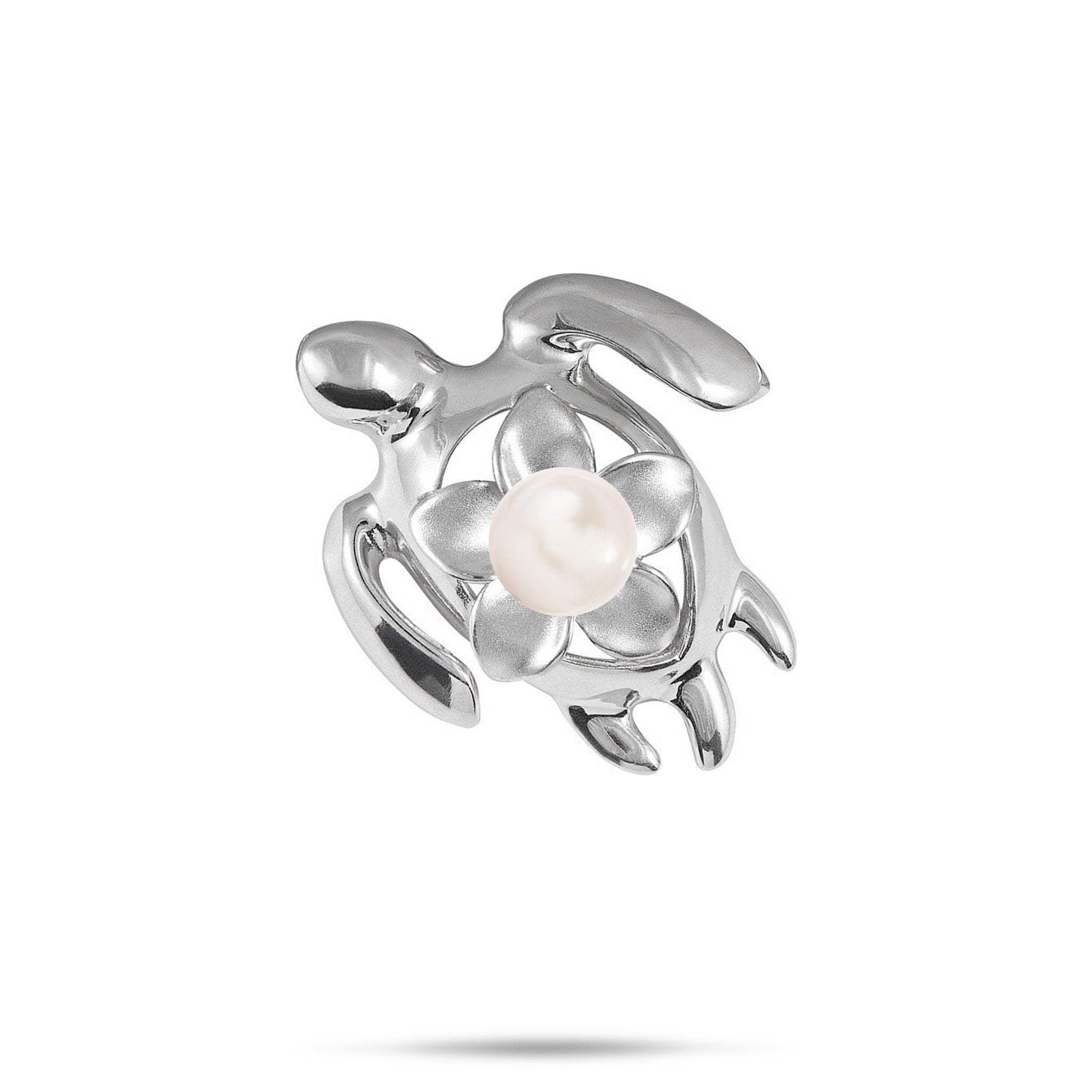 Pick A Pearl Plumeria Honu Pendant in Sterling Silver