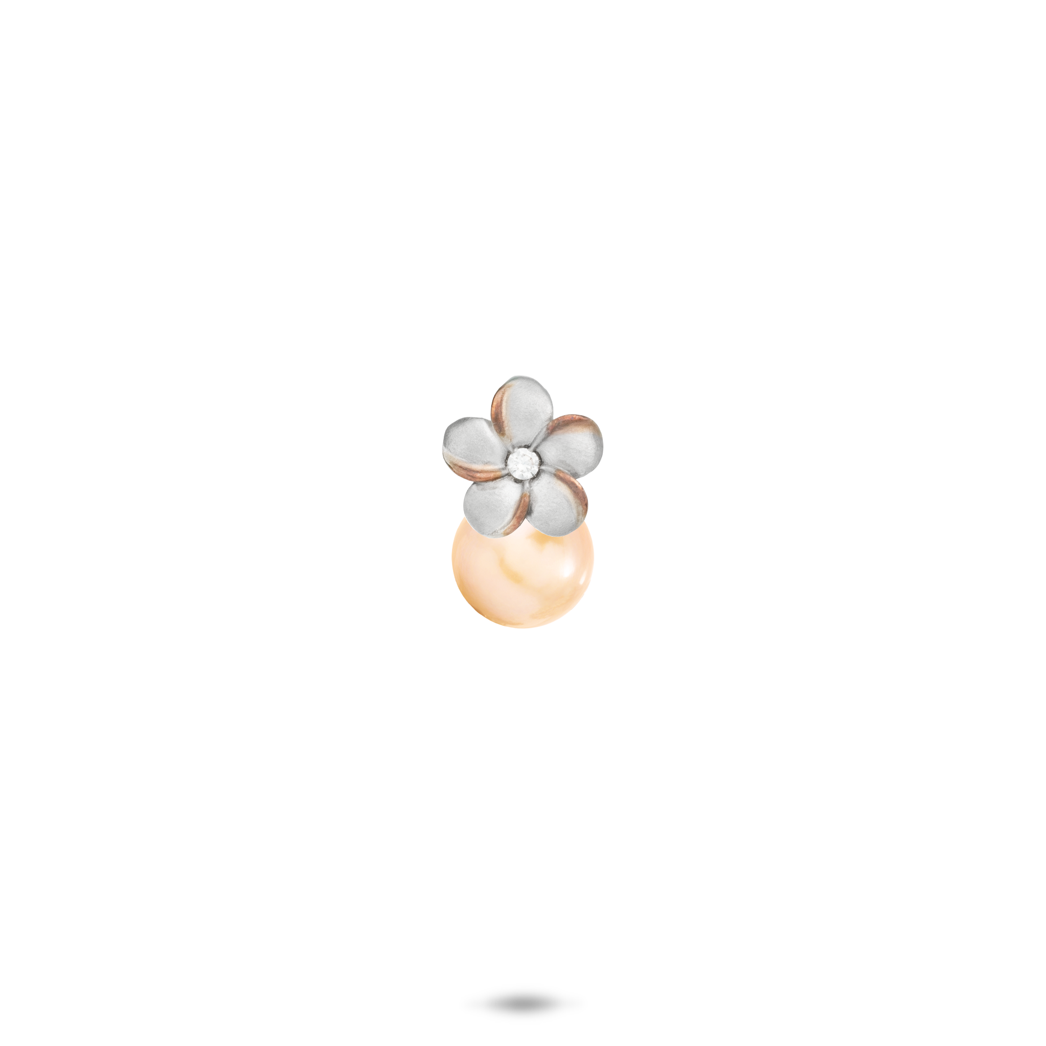 Pick A Pearl Plumeria Pendant in Sterling Silver with Cubic Zirconia - 8mm