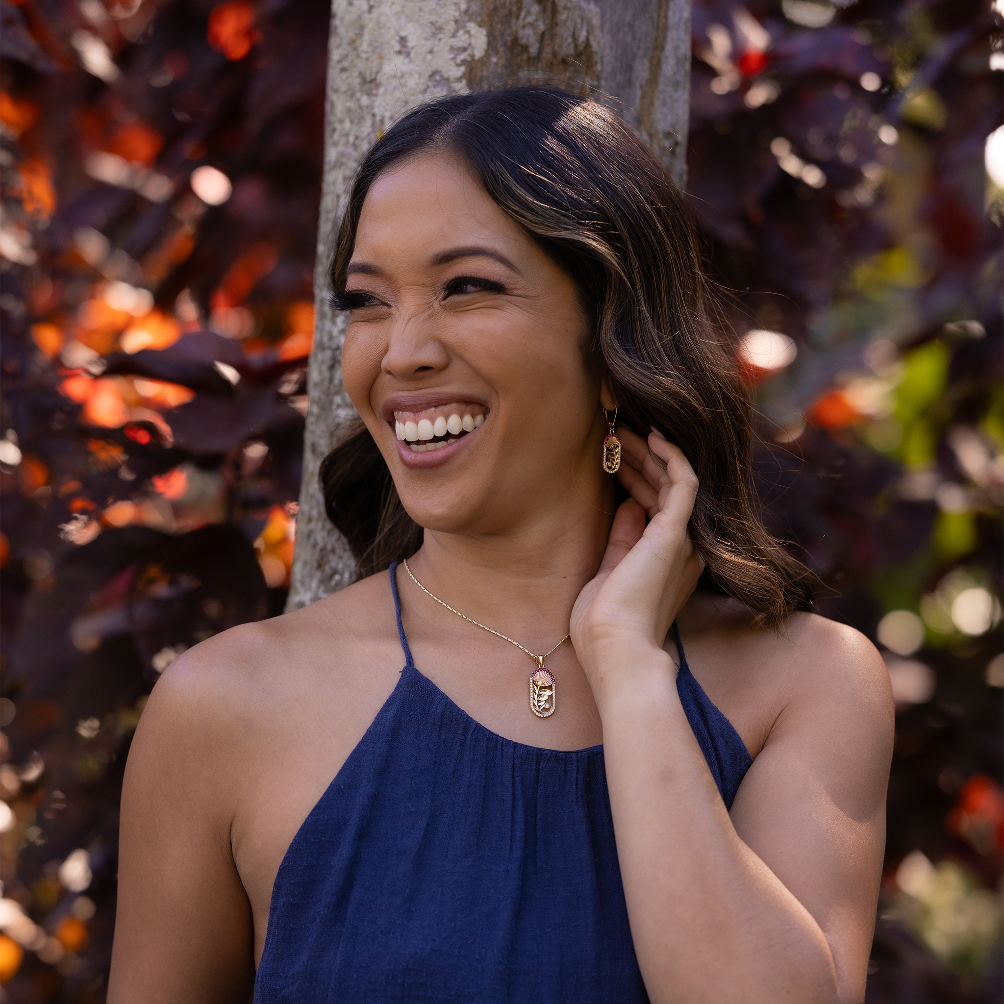 ʻŌhiʻa Lehua ルビー・ペンダント ダイヤモンド・ツートーンゴールド - 27.5mm