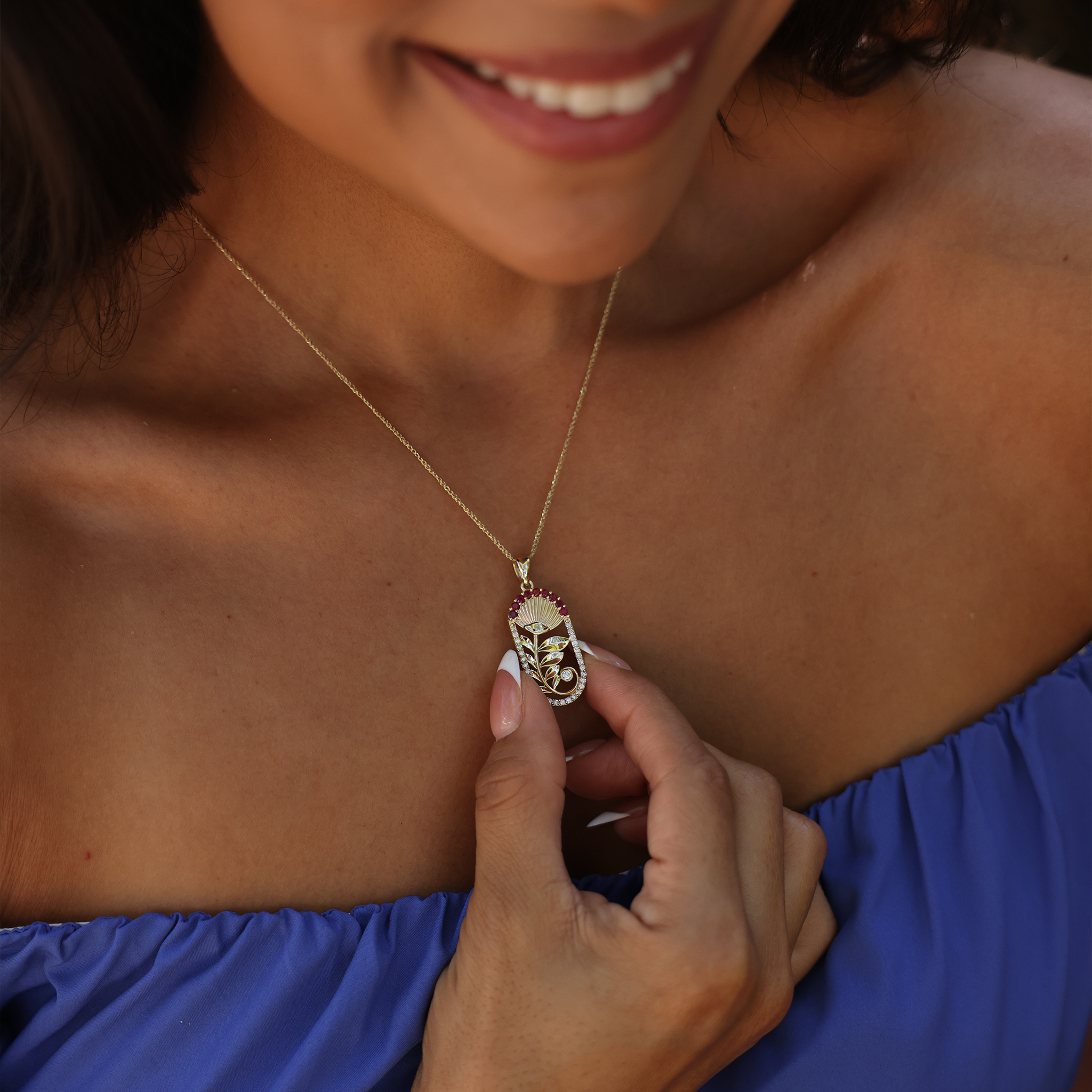 ʻŌhiʻa Lehua ルビー・ペンダント ダイヤモンド ゴールド