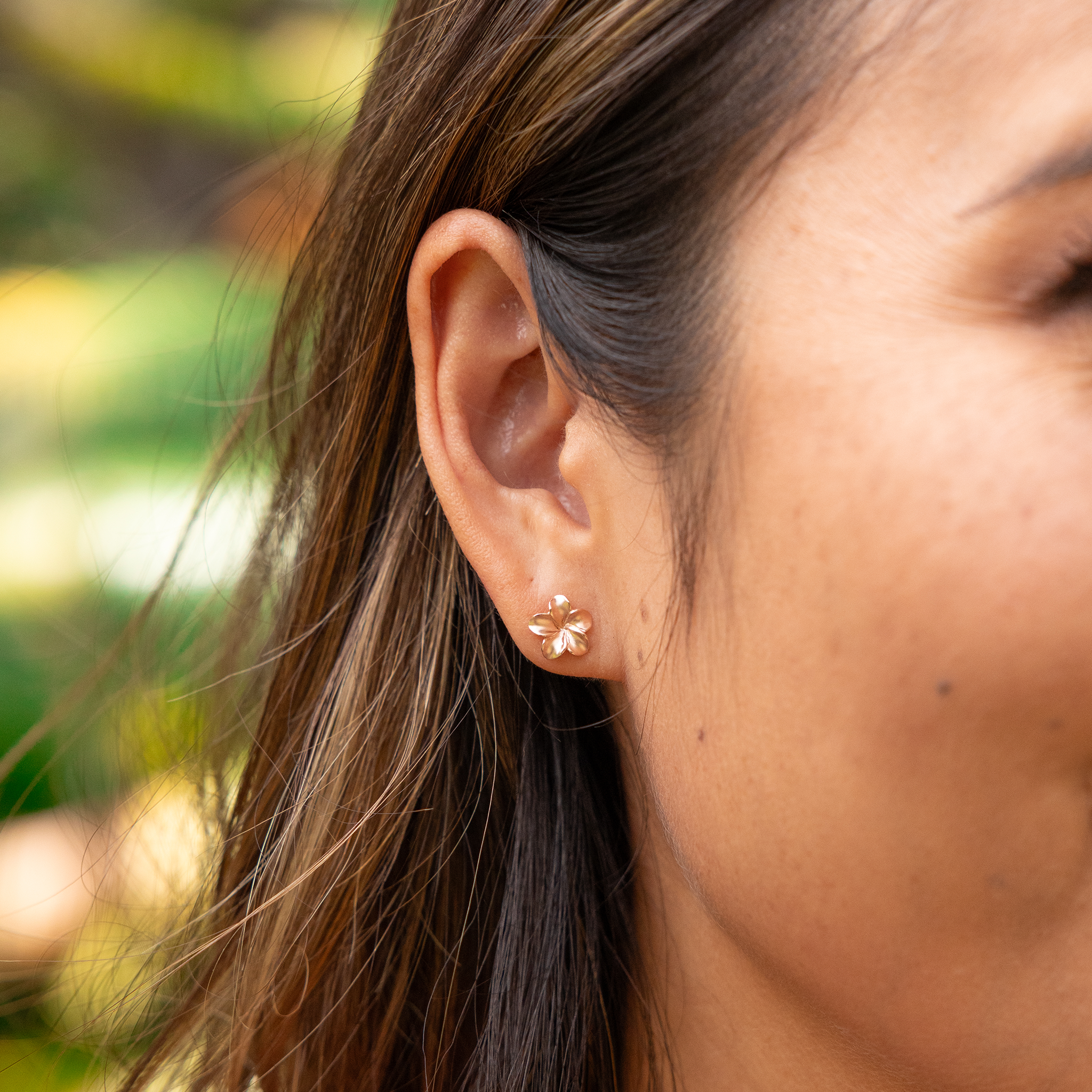 プルメリア ピアス ローズゴールド - 9mm