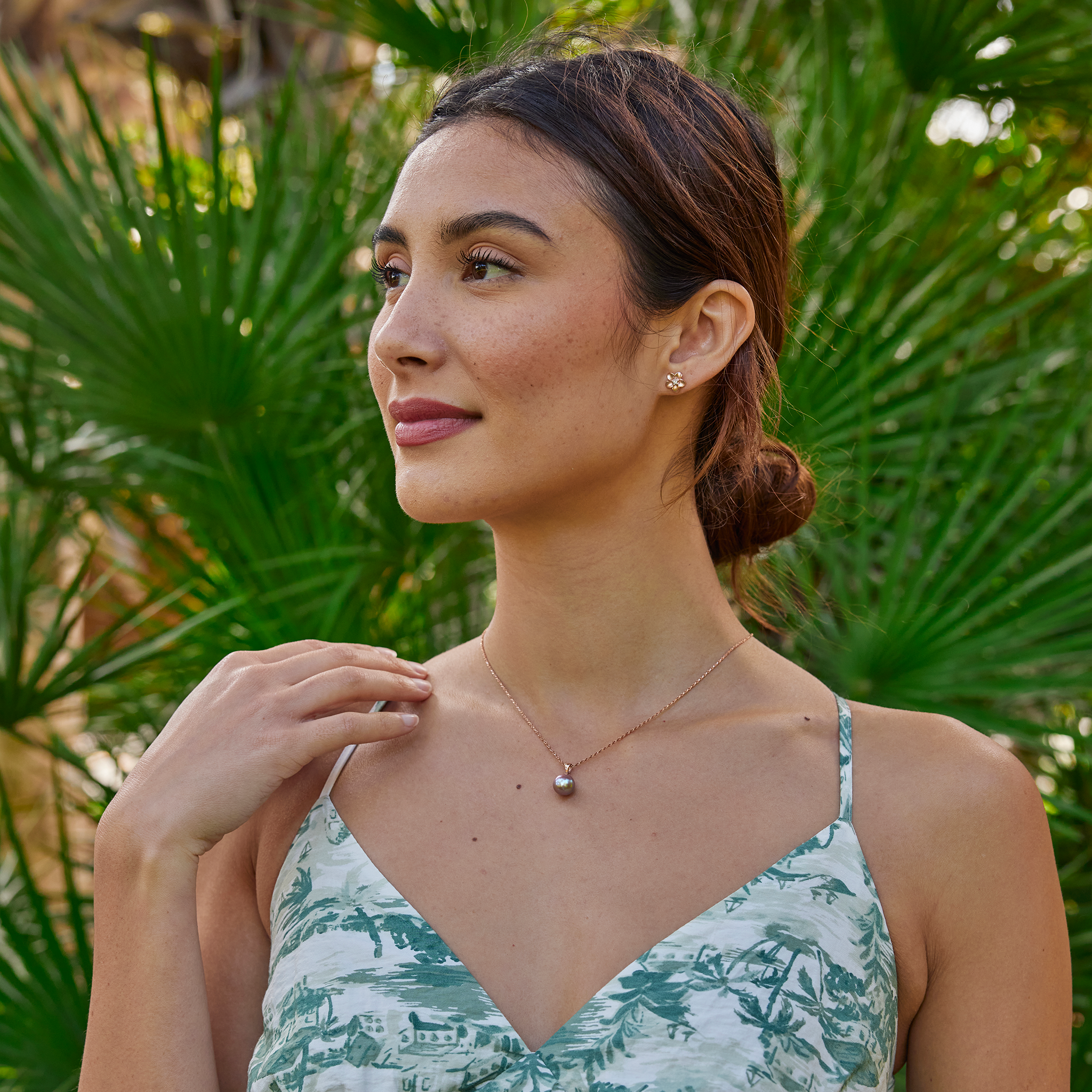 プルメリア ピアス ダイヤモンド ローズゴールド - 9mm