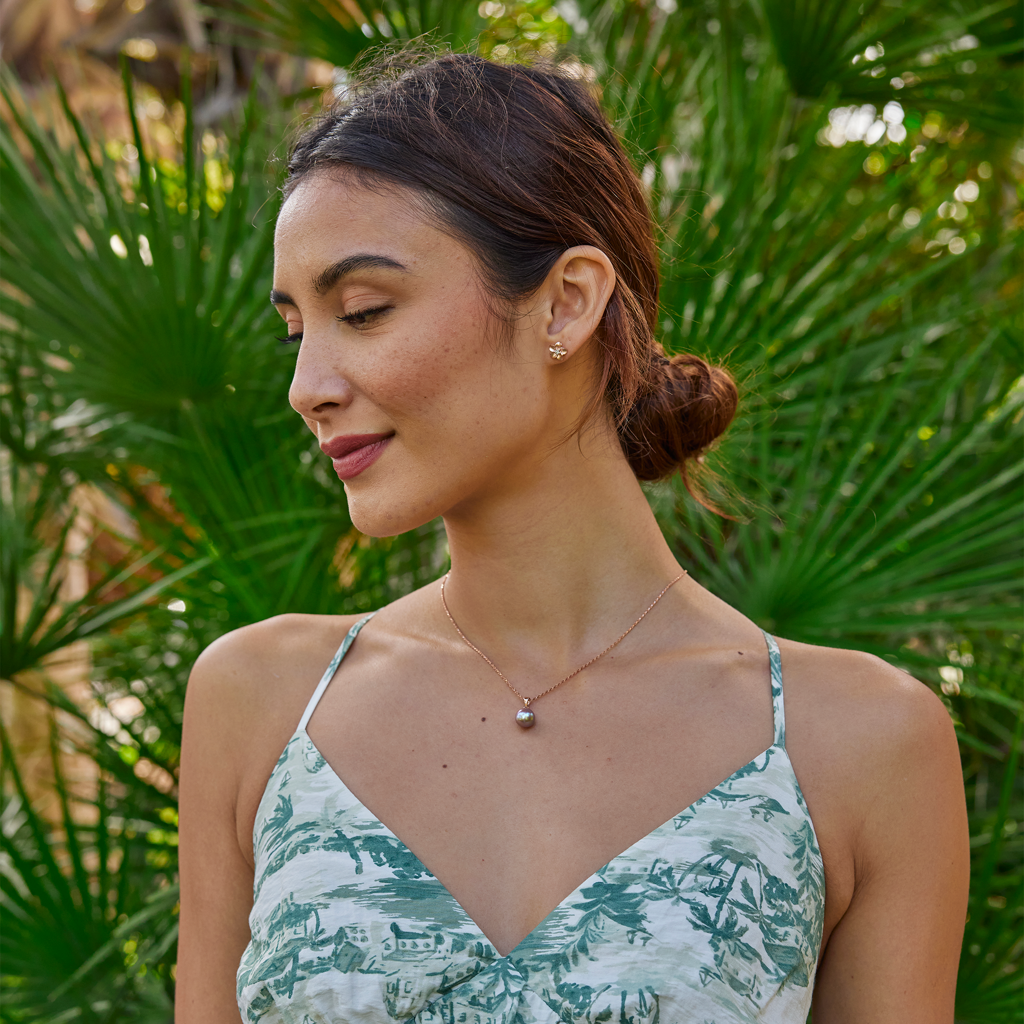 プルメリア ピアス ダイヤモンド ローズゴールド - 9mm