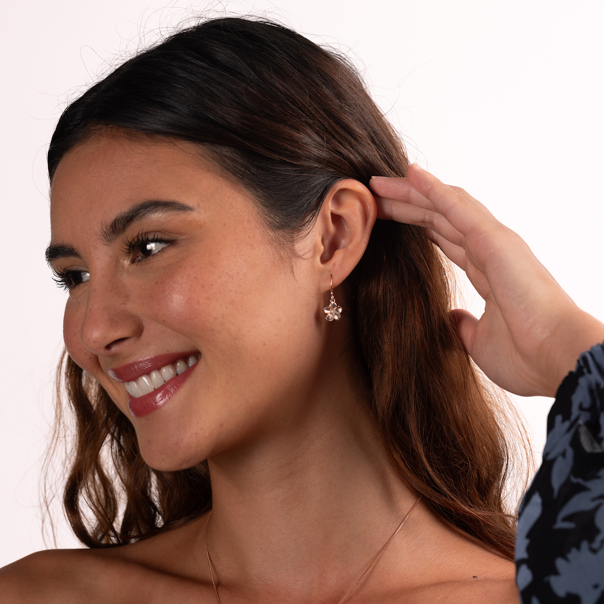 プルメリア ピアス ダイヤモンド ローズゴールド - 11mm