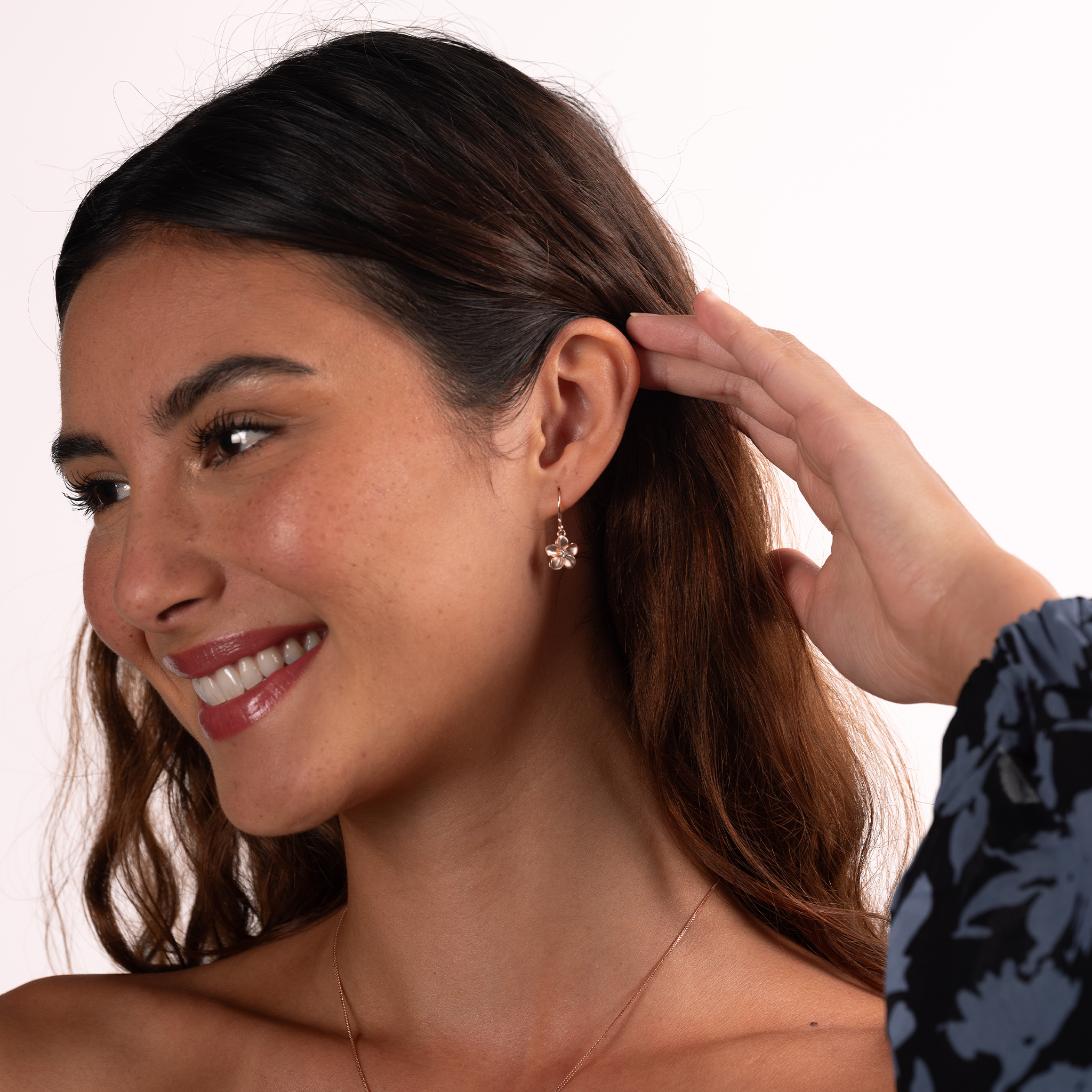 プルメリア ピアス ダイヤモンド ローズゴールド - 11mm