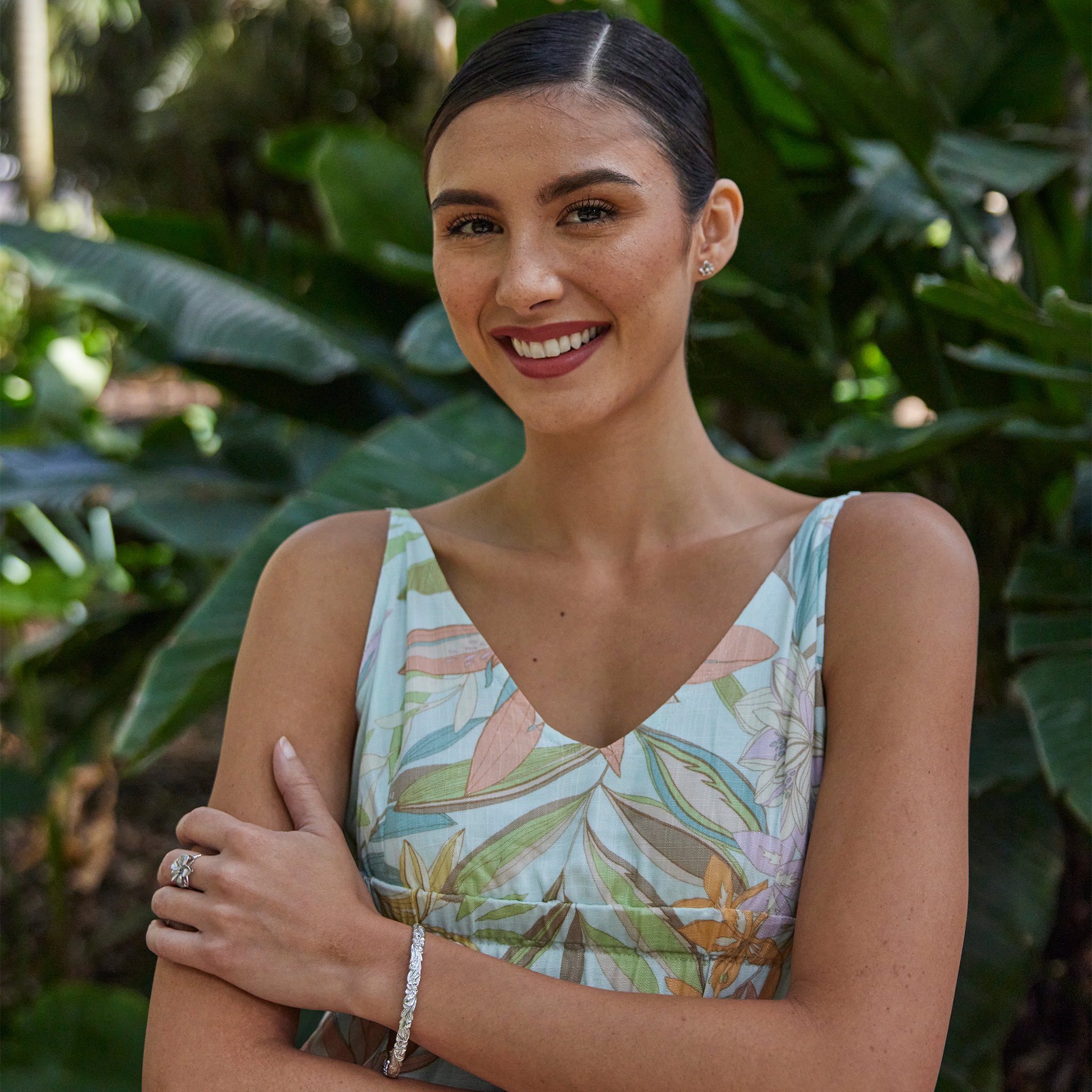 プルメリア ダイヤモンド ホワイトゴールド リング - 16mm