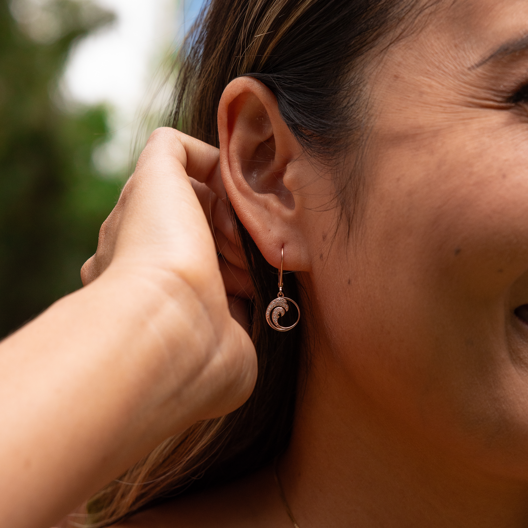 Nalu ピアス ダイヤモンド ローズゴールド - 12mm