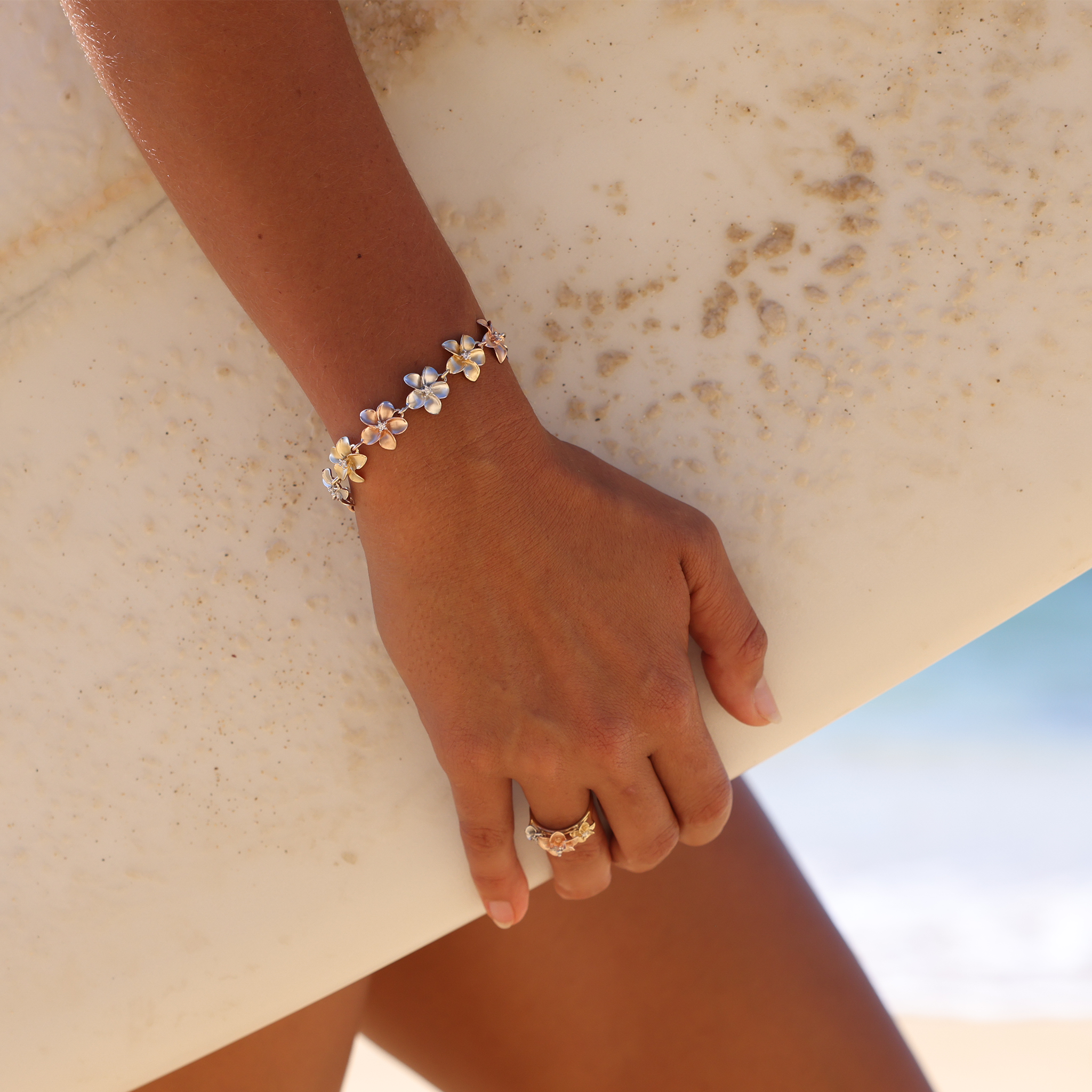 プルメリア ブレスレット ダイヤモンド(トライカラー・ゴールド) - 13mm