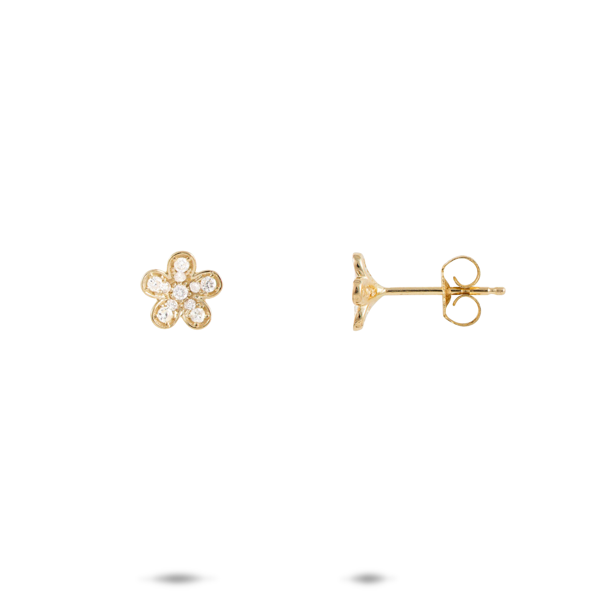 プルメリア ダイヤモンド ピアス ゴールド - 7mm