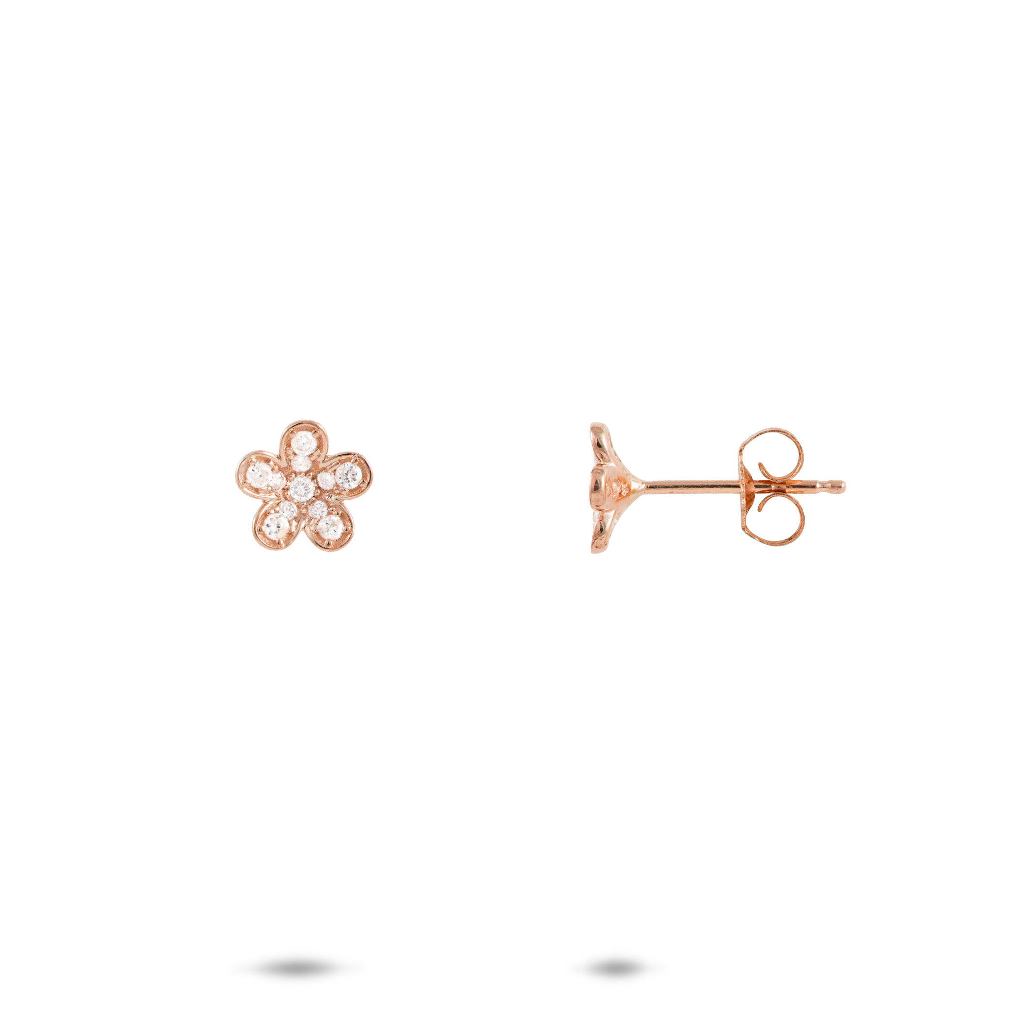 プルメリア ピアス ダイヤモンド ローズゴールド - 7mm