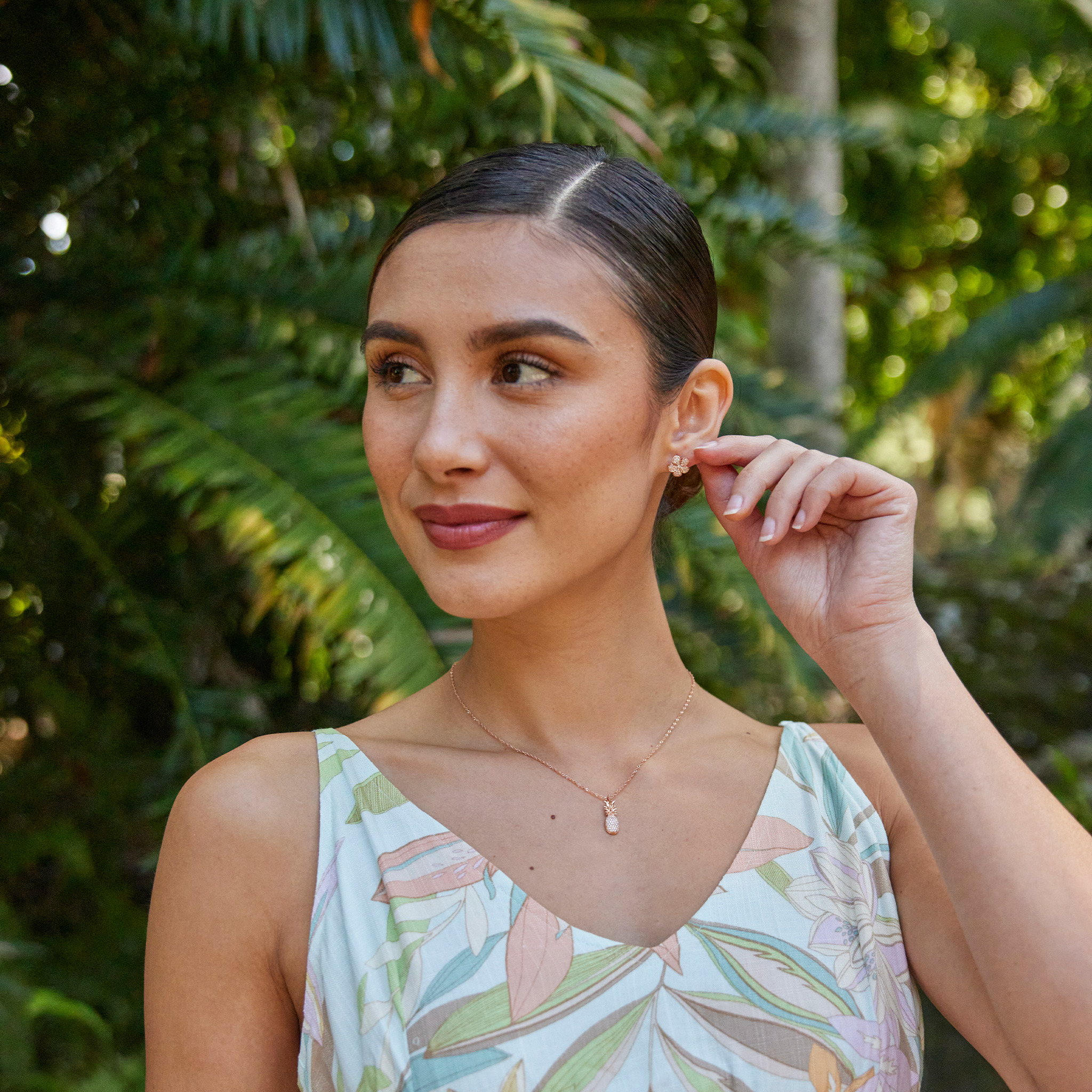 プルメリア ピアス ダイヤモンド ローズゴールド - 11mm