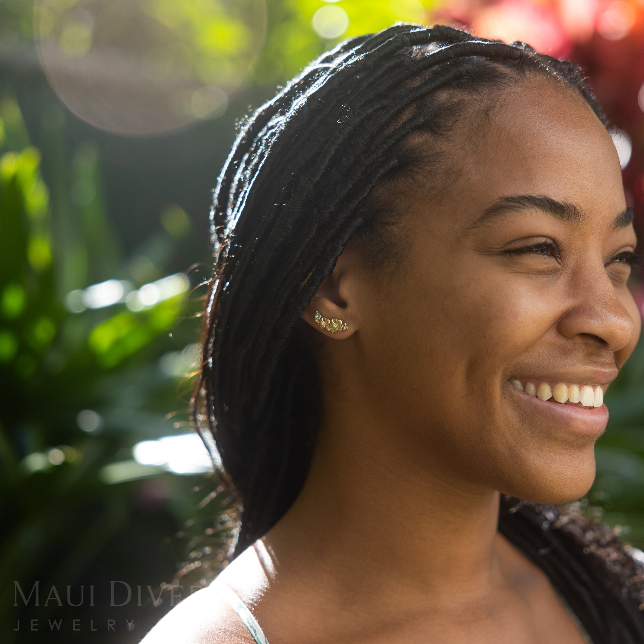 プルメリア クライマー クライマー イヤリング ダイヤモンド トライカラー ゴールド