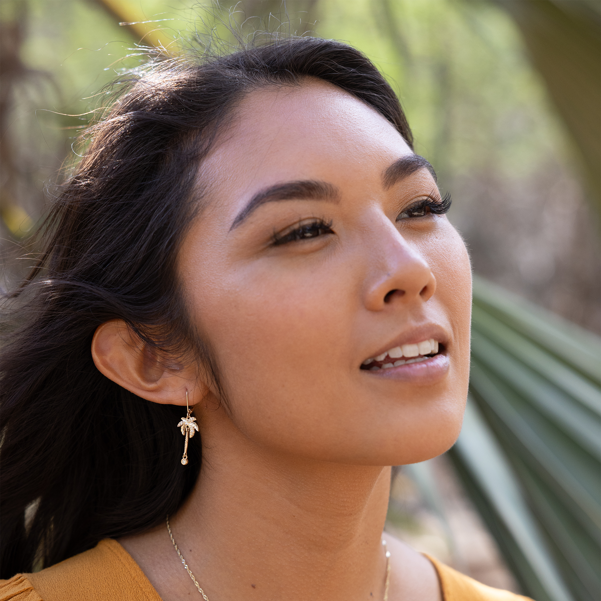 Paradise Palms - パームツリー・ピアス ダイヤモンド・ゴールド - 24mm