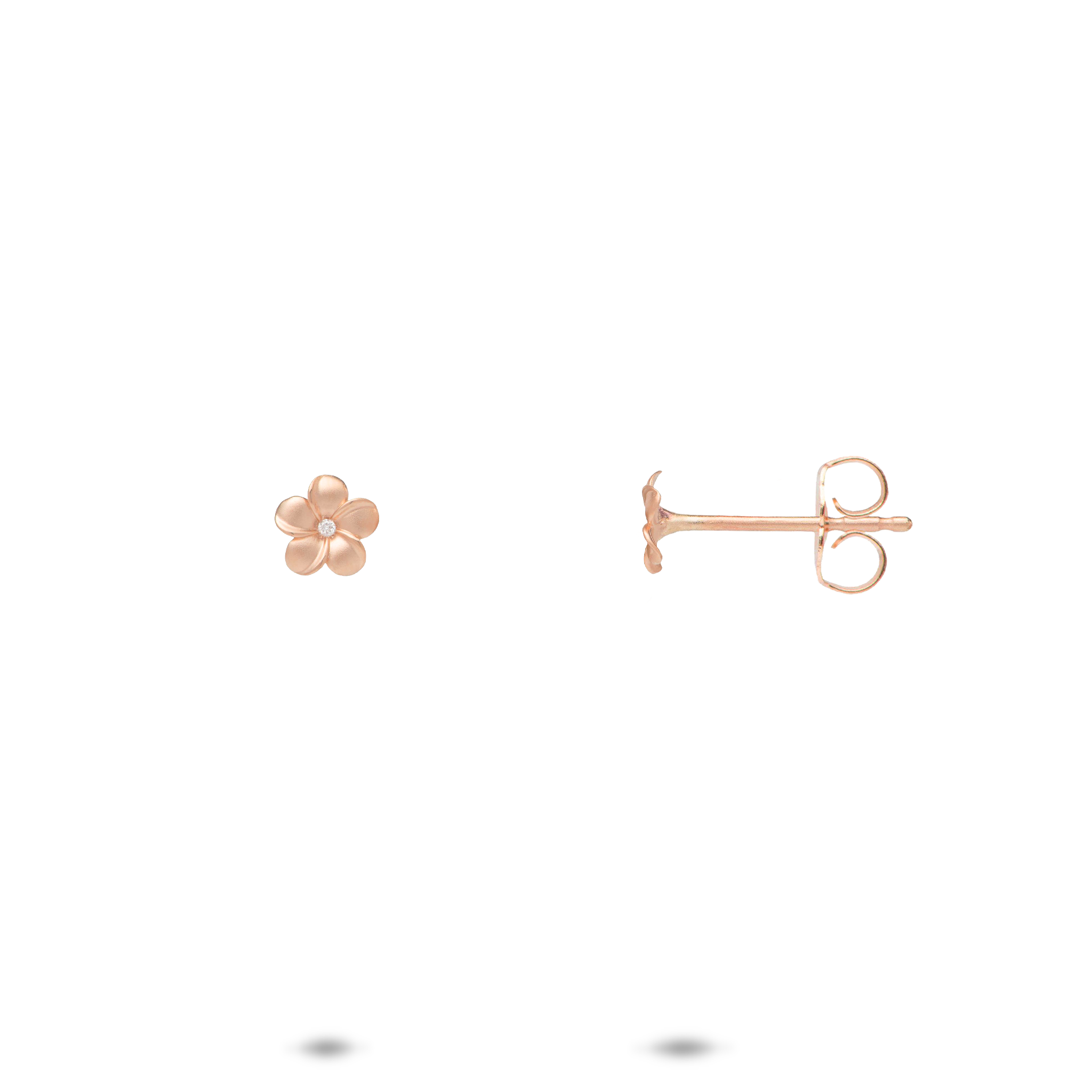 プルメリア ピアス ダイヤモンド ローズゴールド - 5mm