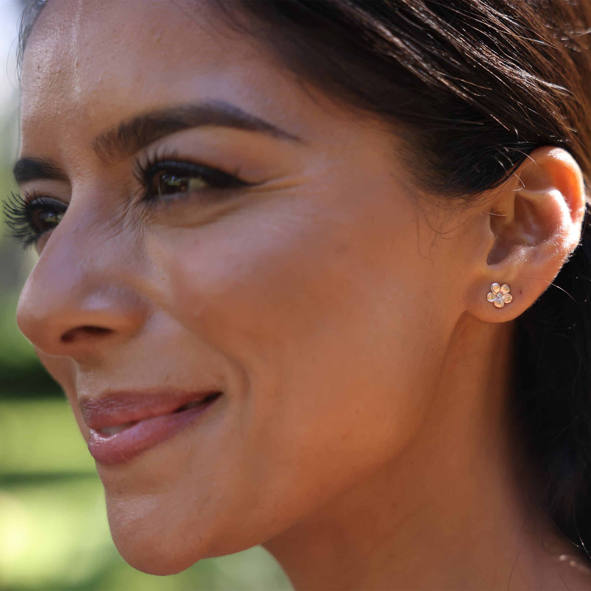 プルメリア ピアス ダイヤモンド ローズゴールド - 8mm