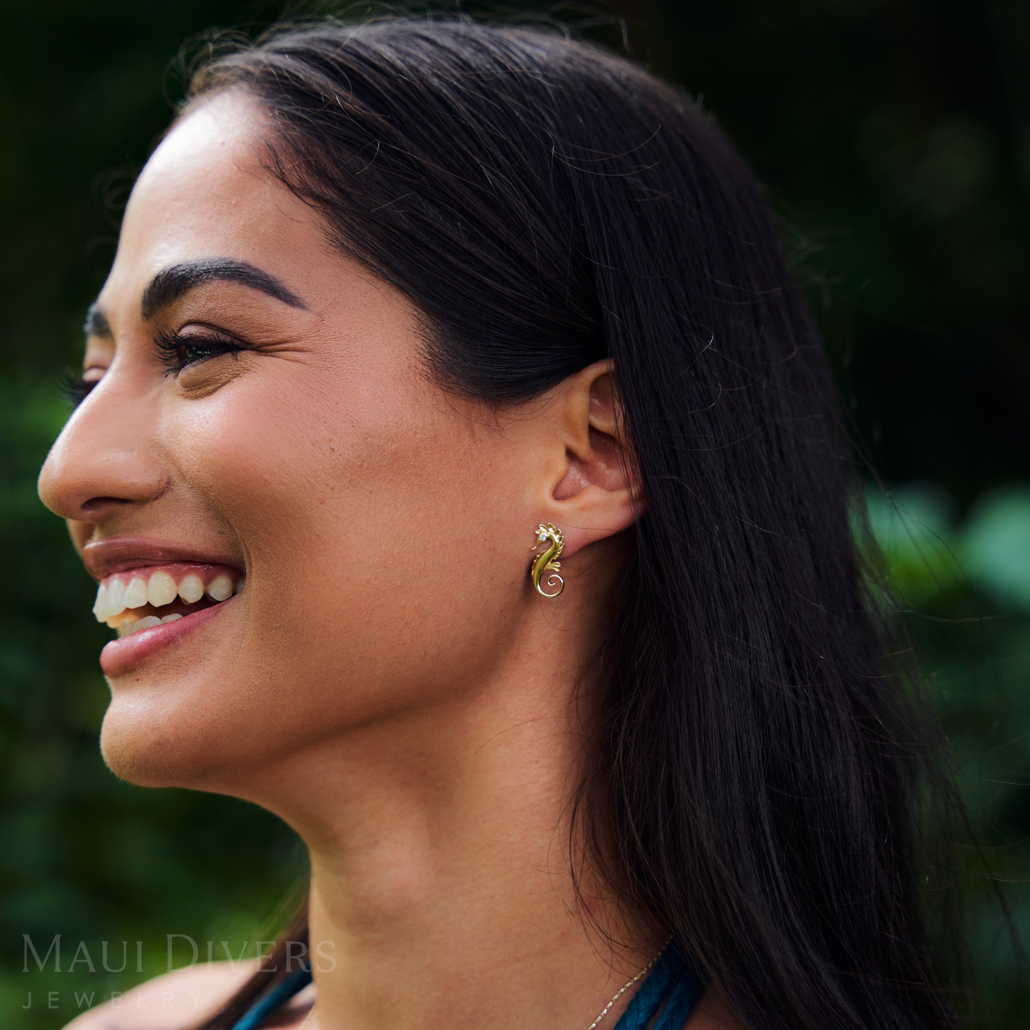 オーシャンダンス シーホース ピアス ダイヤモンド ゴールド - 20mm