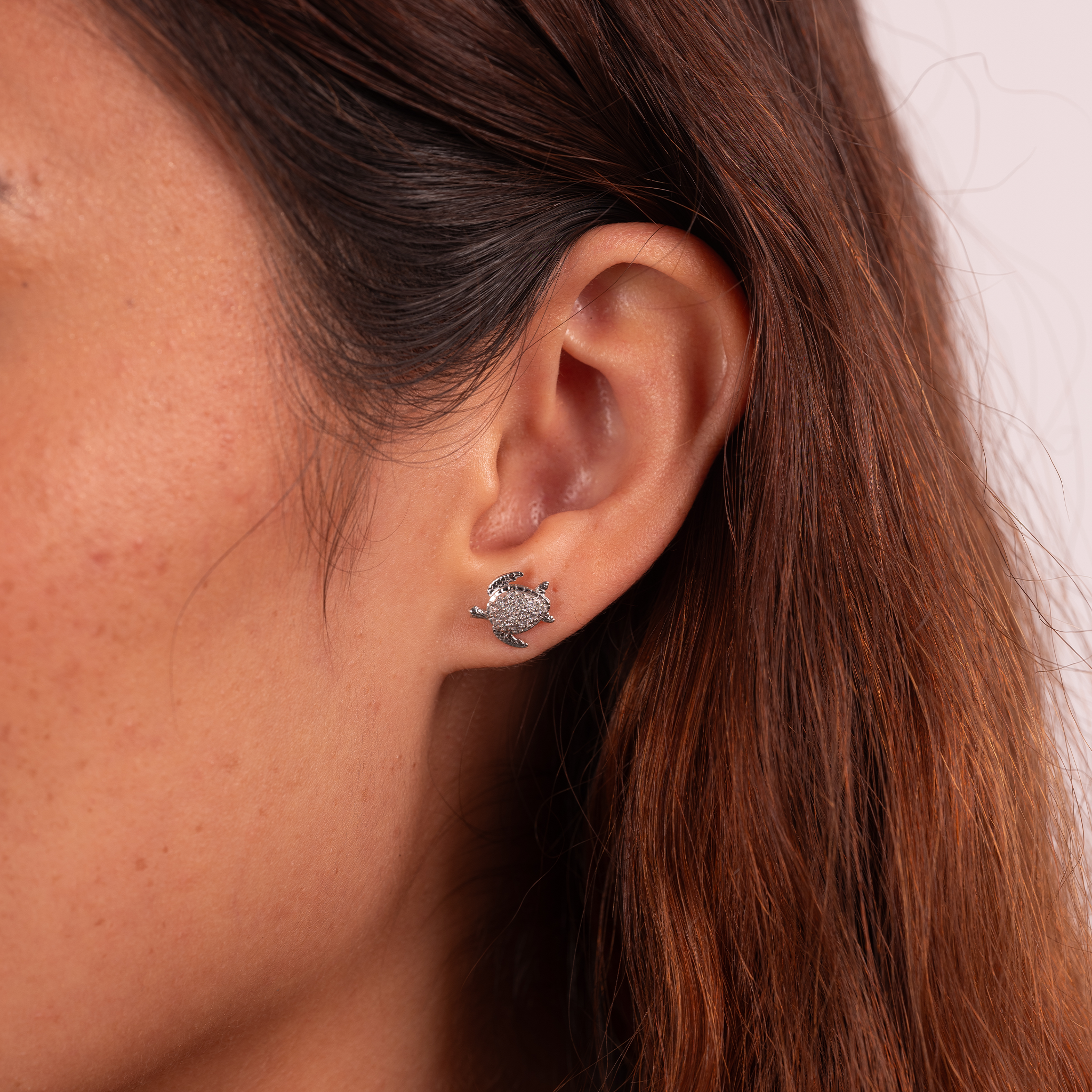 ホヌ ピアス ダイヤモンド ホワイトゴールド - 10mm