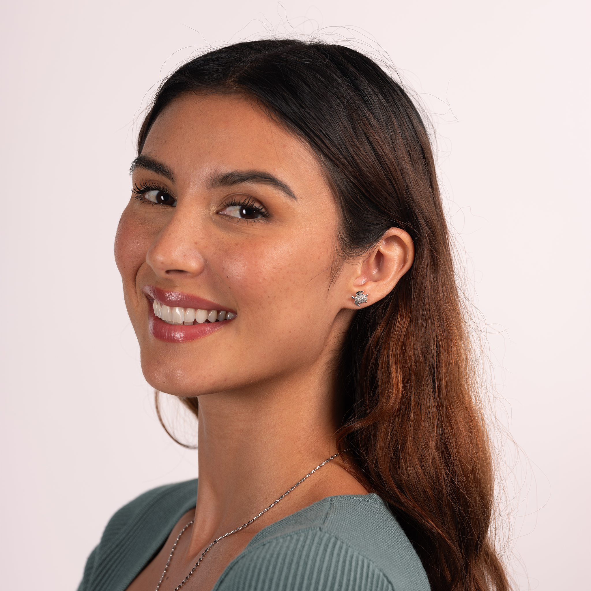 ホヌ ピアス ダイヤモンド ホワイトゴールド - 10mm