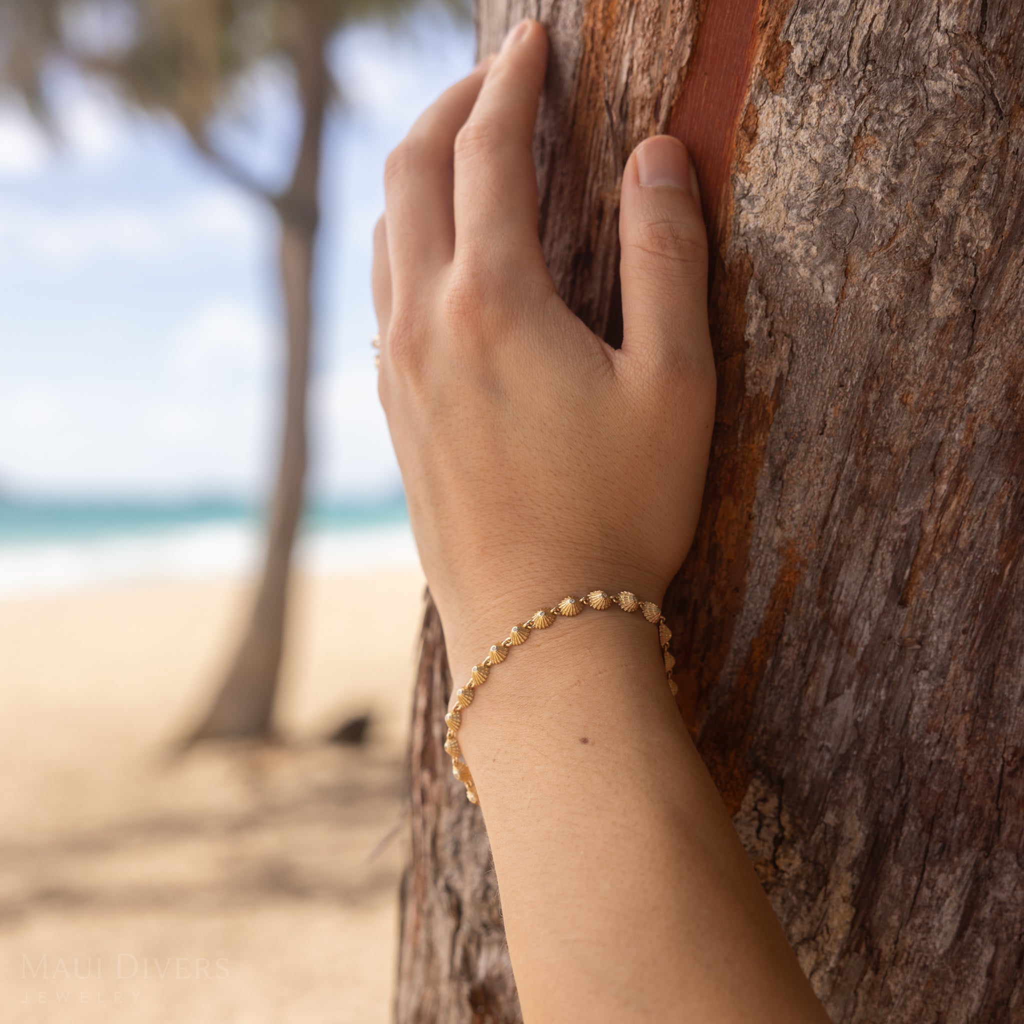 7-8.5インチ アジャスタブル ʻオピヒ・ブレスレット ゴールド、ダイヤモンド