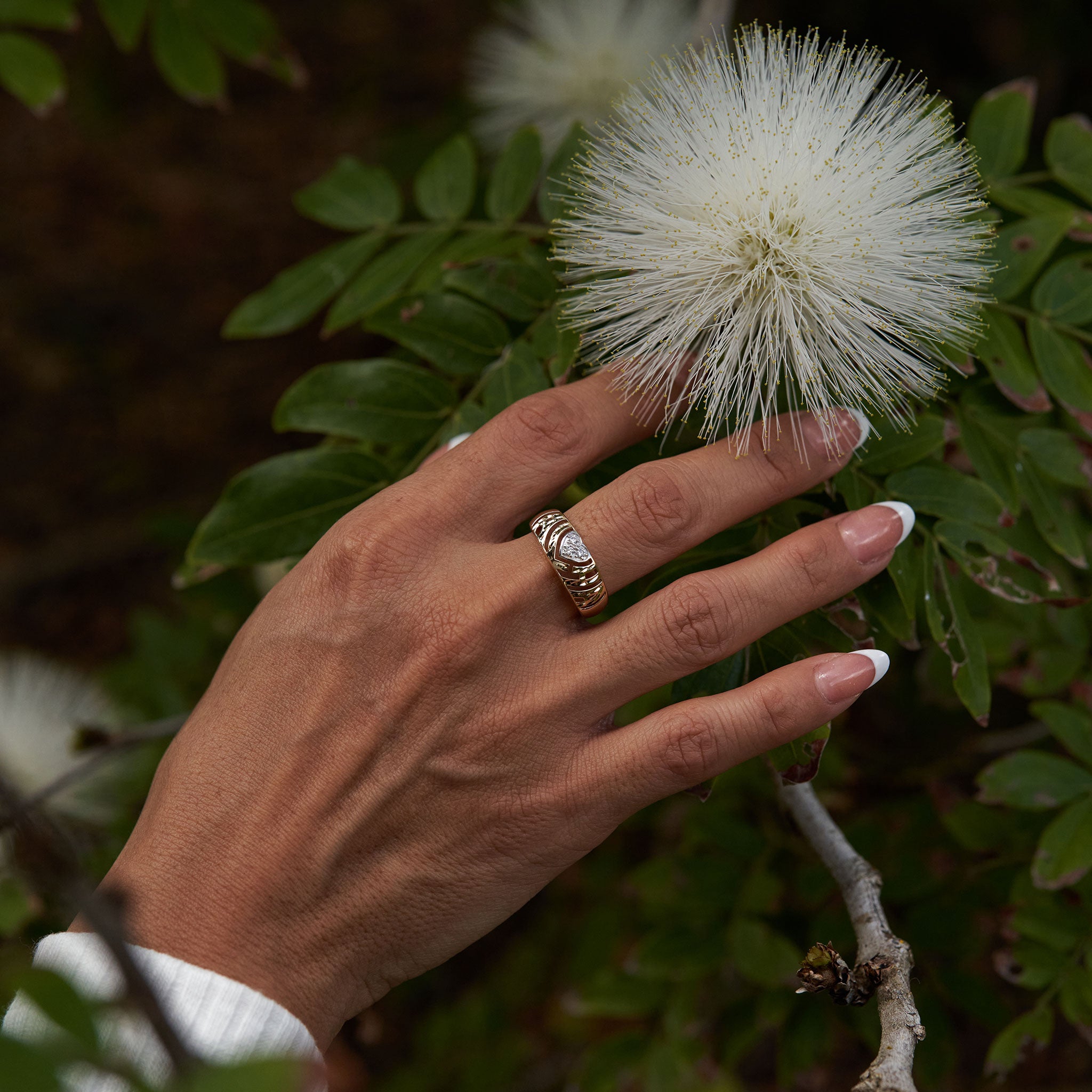 アロハ・ハート・リング ダイヤモンド ゴールド - 8mm