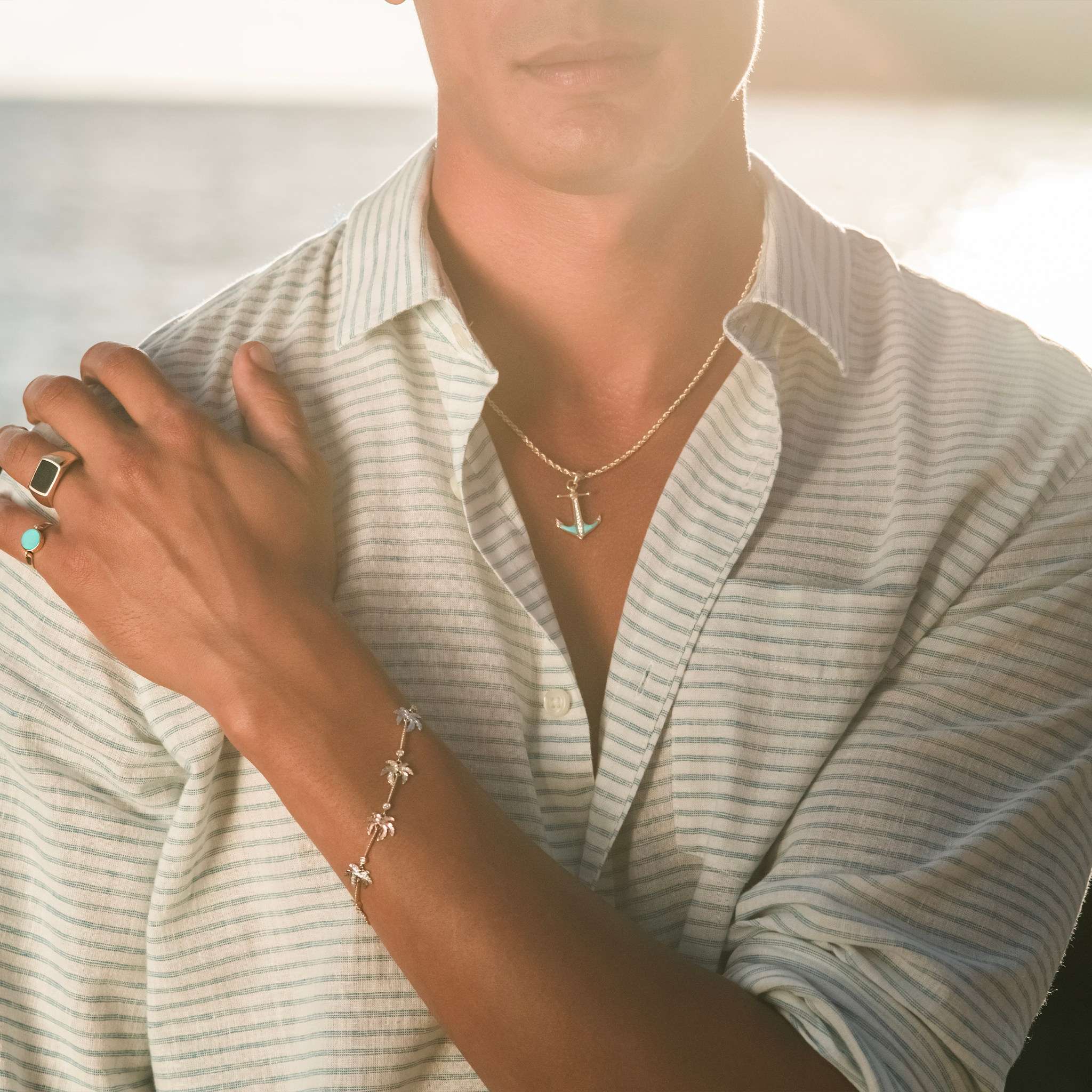 エクリプス フリップサイド ターコイズ & マザー・オブ・パール リング ゴールド - 9mm