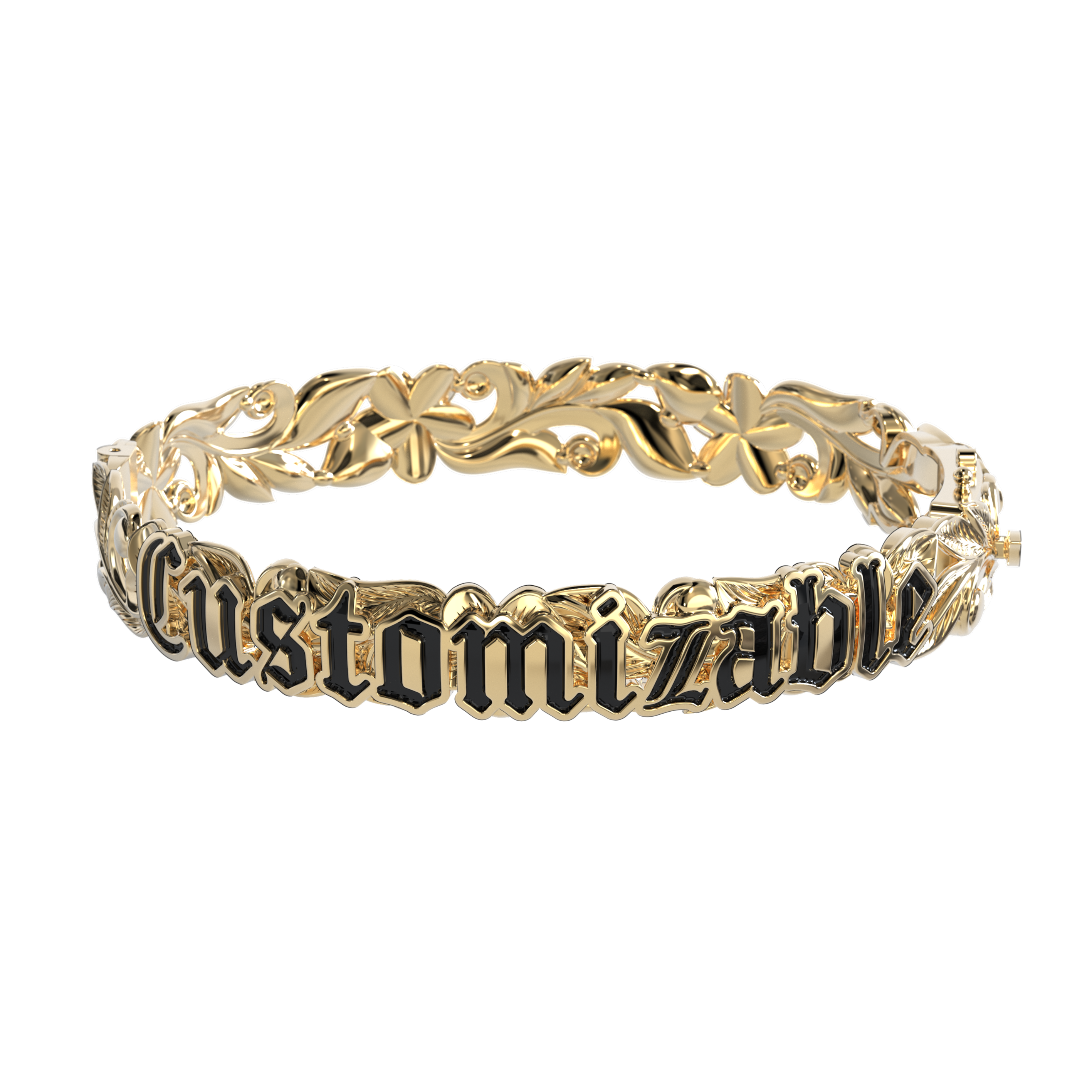 ブラック・エナメルの10mmハワイアン・ヒンジ・ブレスレット