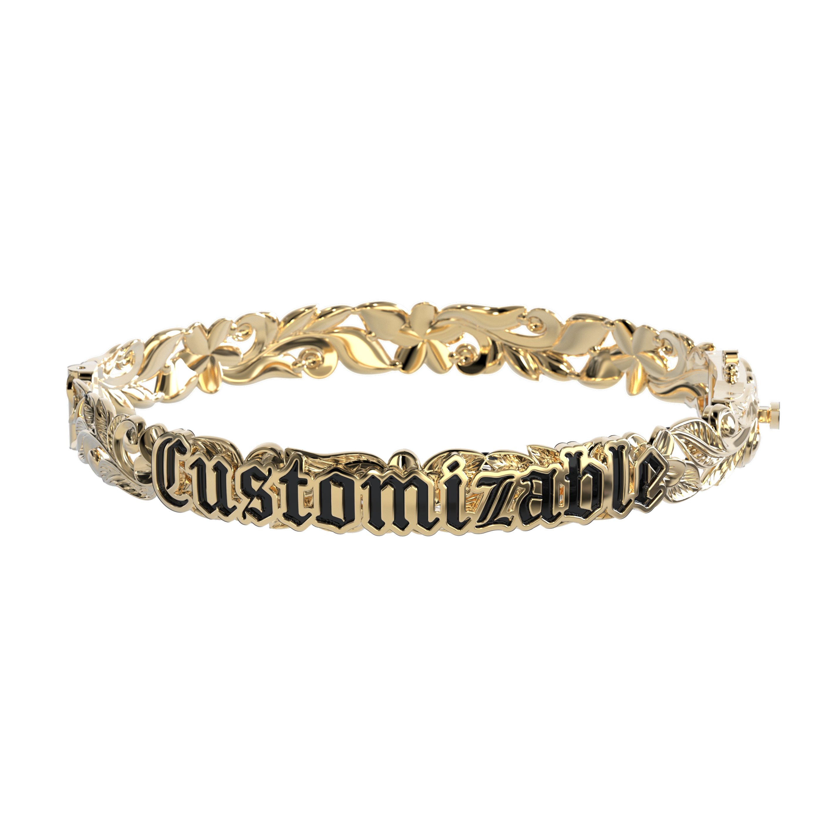 ブラック・エナメルの8mmハワイアン・ヒンジ・ブレスレット