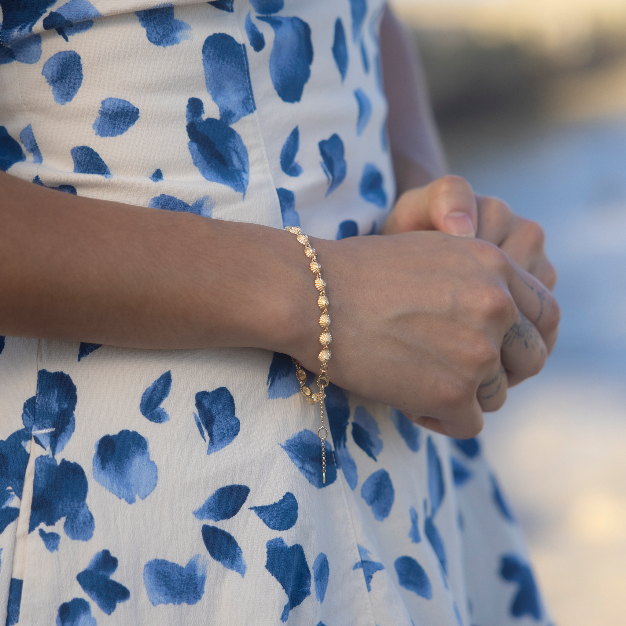 7-8.5インチ アジャスタブル ʻオピヒ・ブレスレット ゴールド、ダイヤモンド