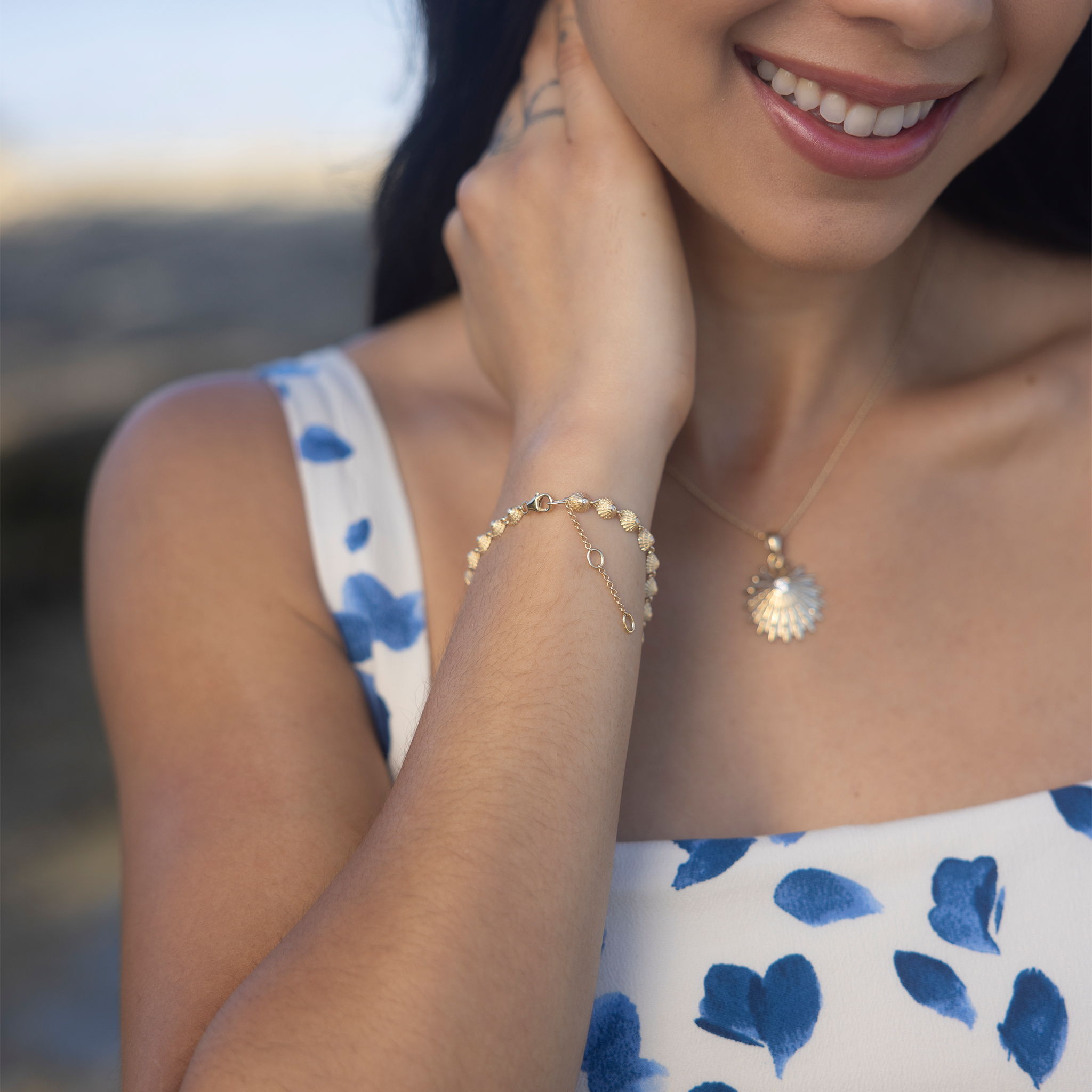 7-8.5インチ アジャスタブル ʻオピヒ・ブレスレット ゴールド、ダイヤモンド