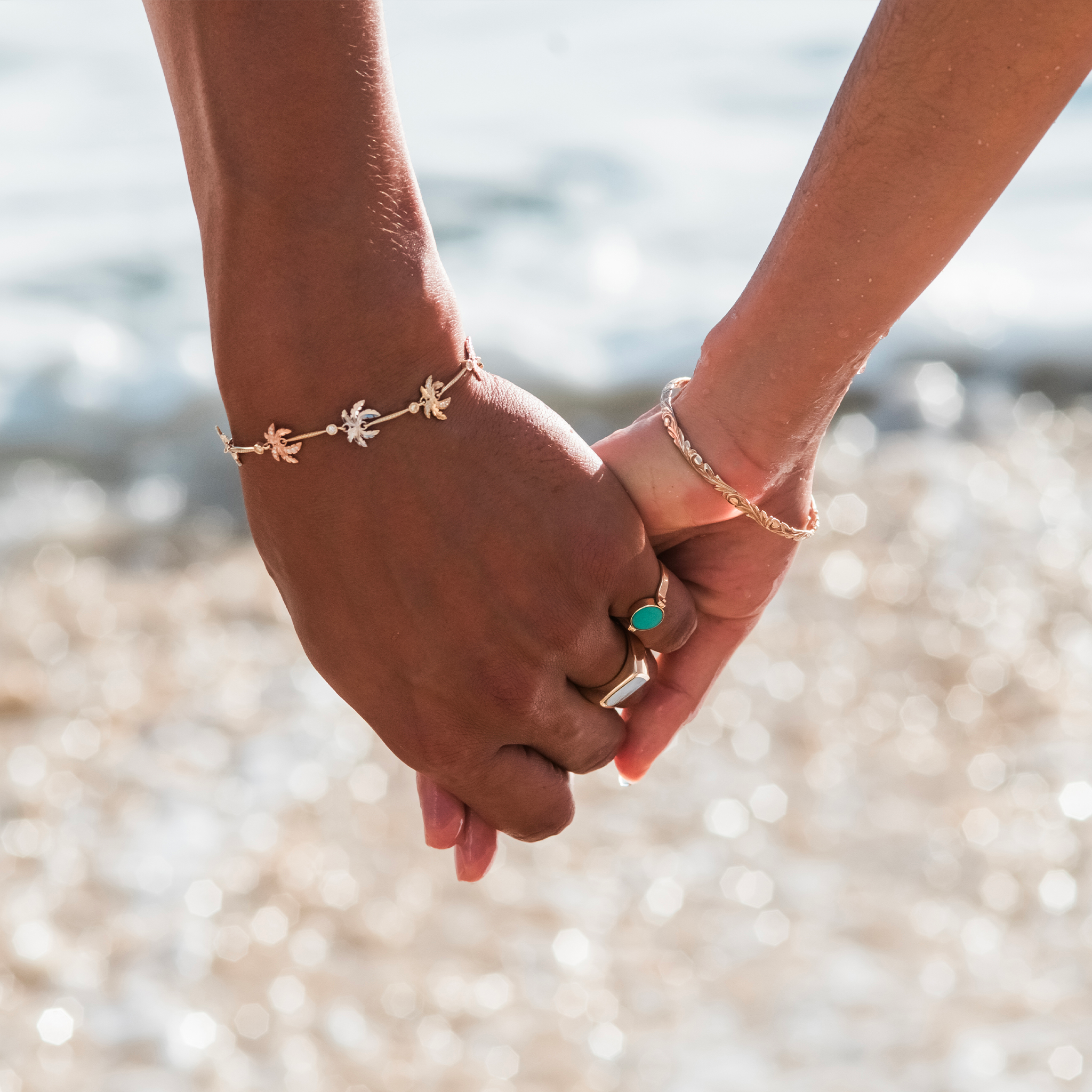 エクリプス フリップサイド ターコイズ & マザー・オブ・パール リング ゴールド - 9mm