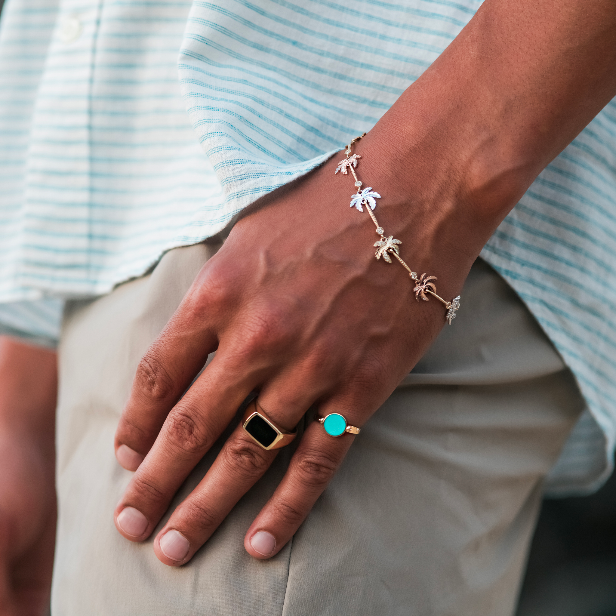 エクリプス フリップサイド ターコイズ & マザー・オブ・パール リング ゴールド - 9mm