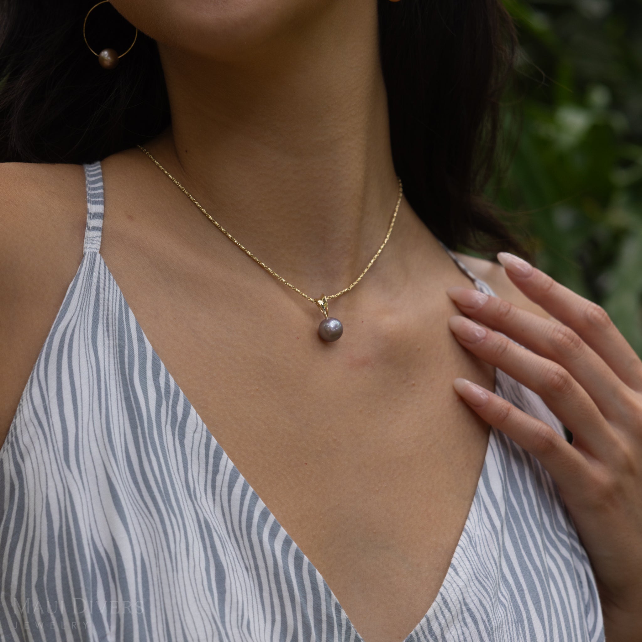 ライラック 淡水パール ペンダント ゴールド 10-11mm