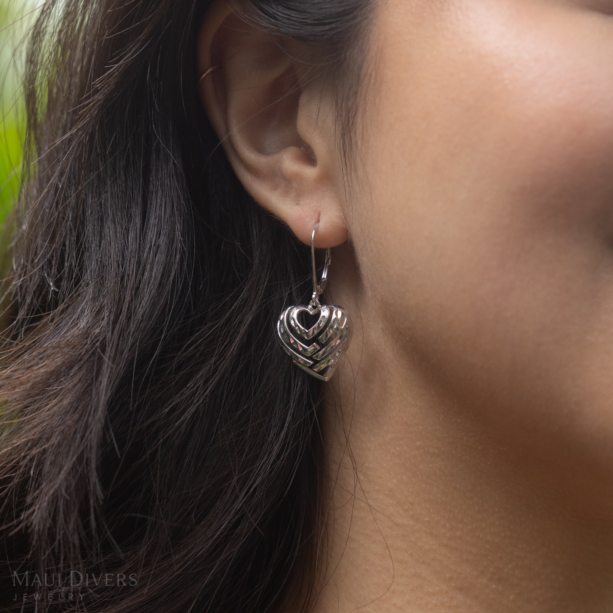 アロハ・ハート ピアス スターリングシルバー - 18mm