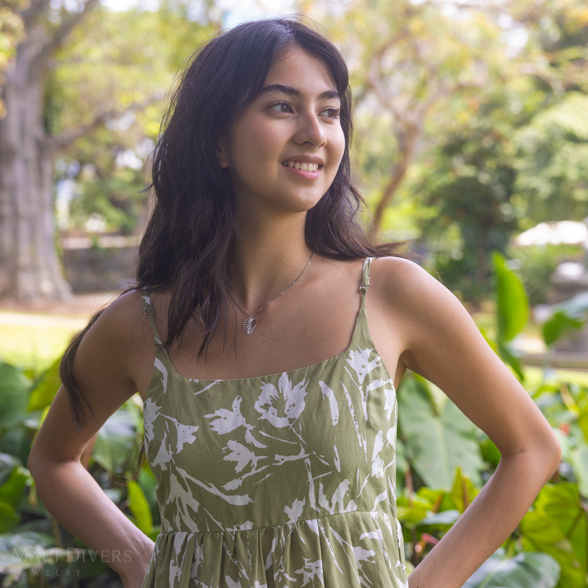 モンステラ・ペンダント ホワイトゴールド - 20mm