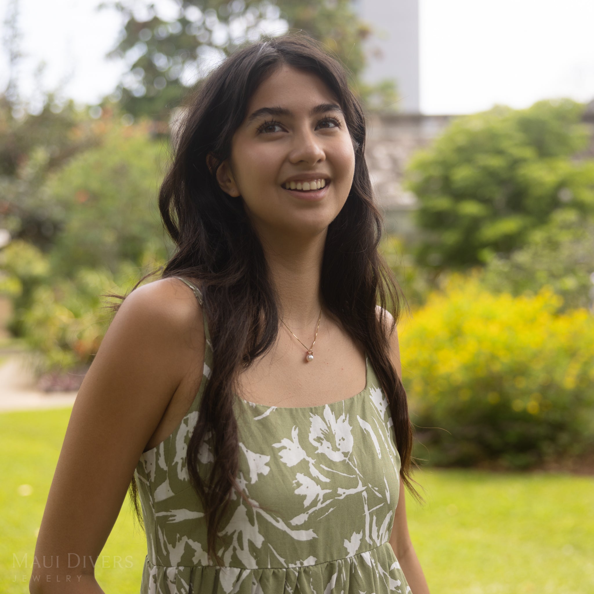 プルメリア ダイヤモンド アコヤホワイトパール ペンダント 8mm ゴールド