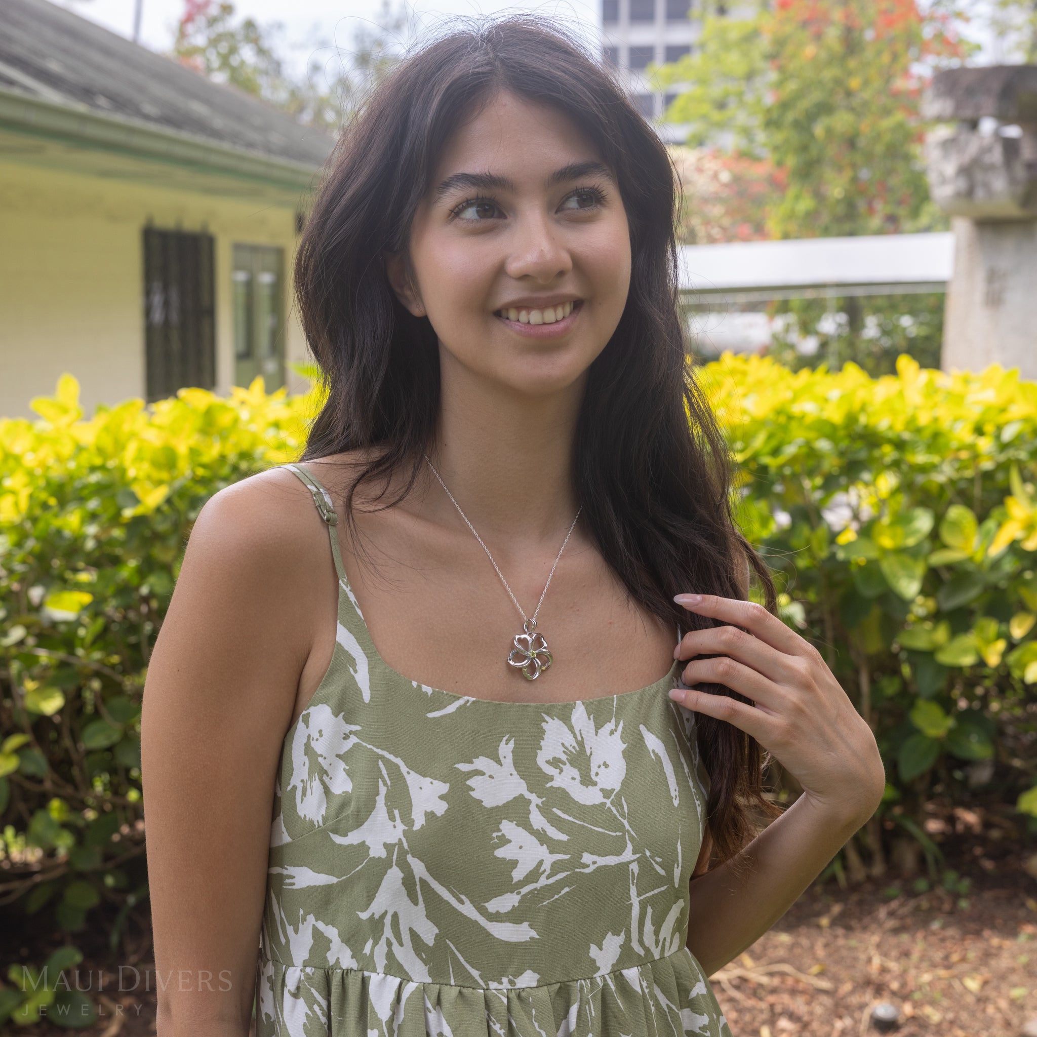 スターリングシルバーの18インチプルメリア -30mm