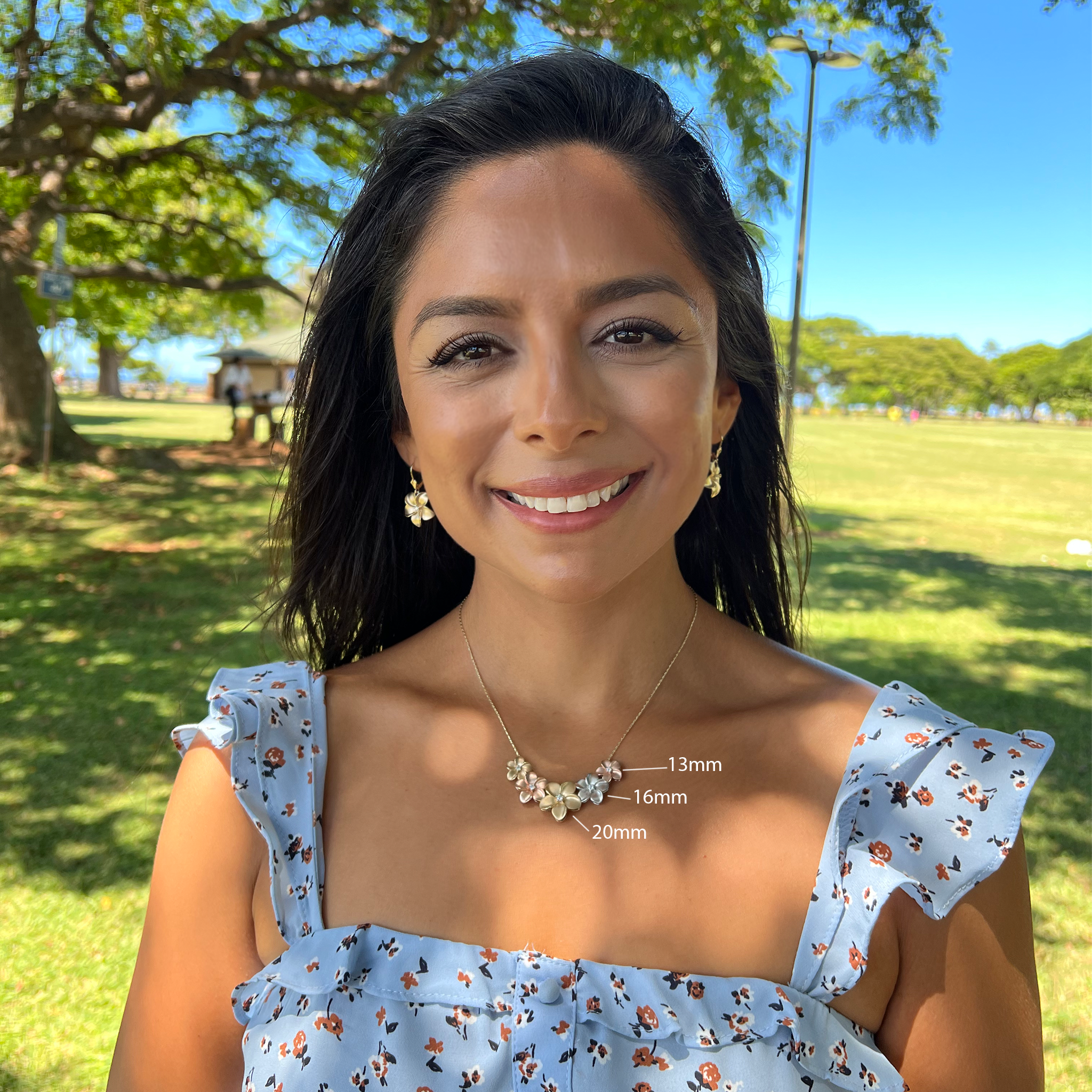 プルメリア ダイヤモンド ホワイトゴールド 16mmペンダントトップ-マウイダイバーズジュエリー