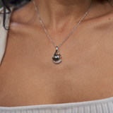 Tahitian Black Pearl Infinity Pendant in White Gold with Diamonds - 11-12mm