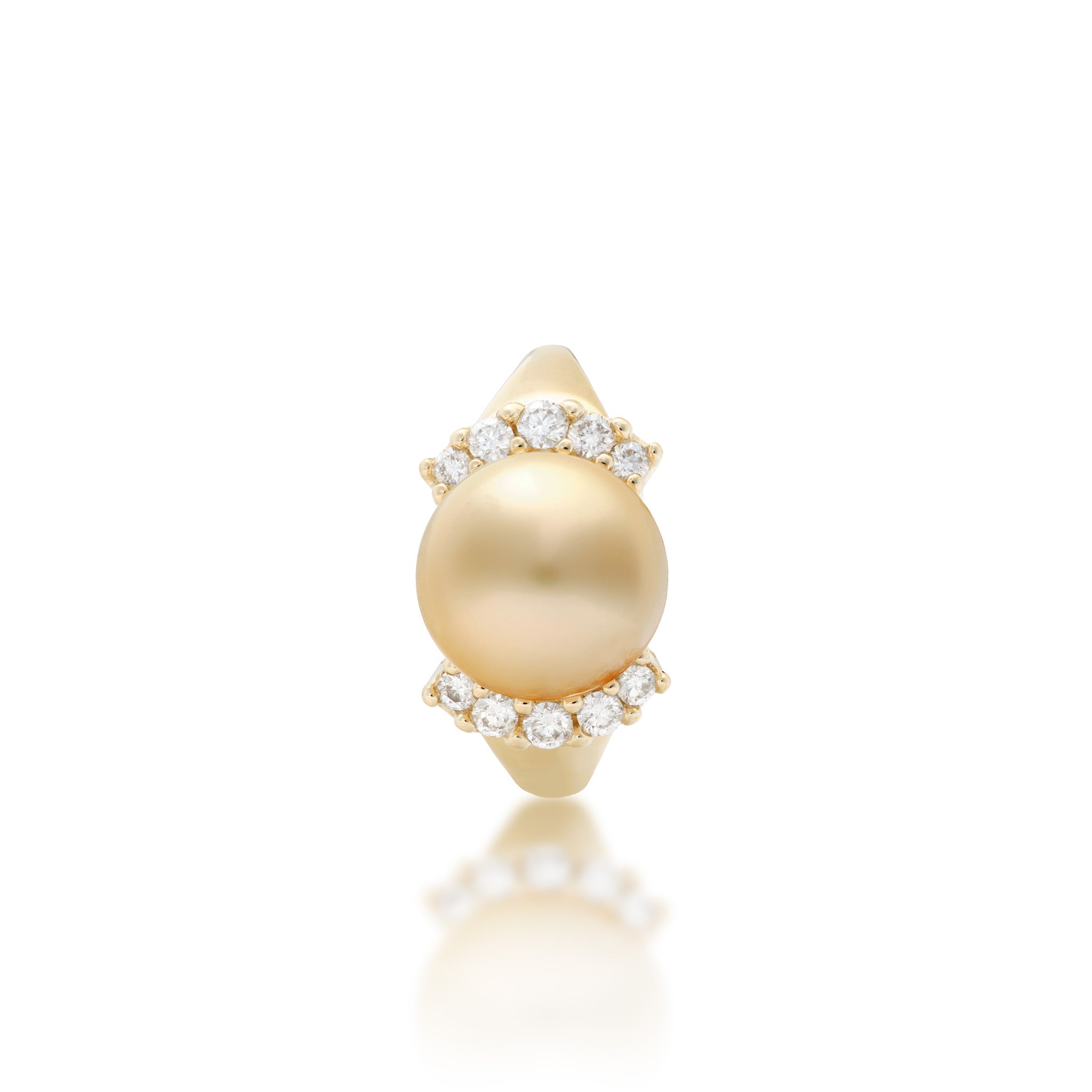 アクセサリー 14k Southsea Pearl Ring 9mm Champagne 12 South Sea Gold Pearl Ring in Yellow Gold with Diamonds