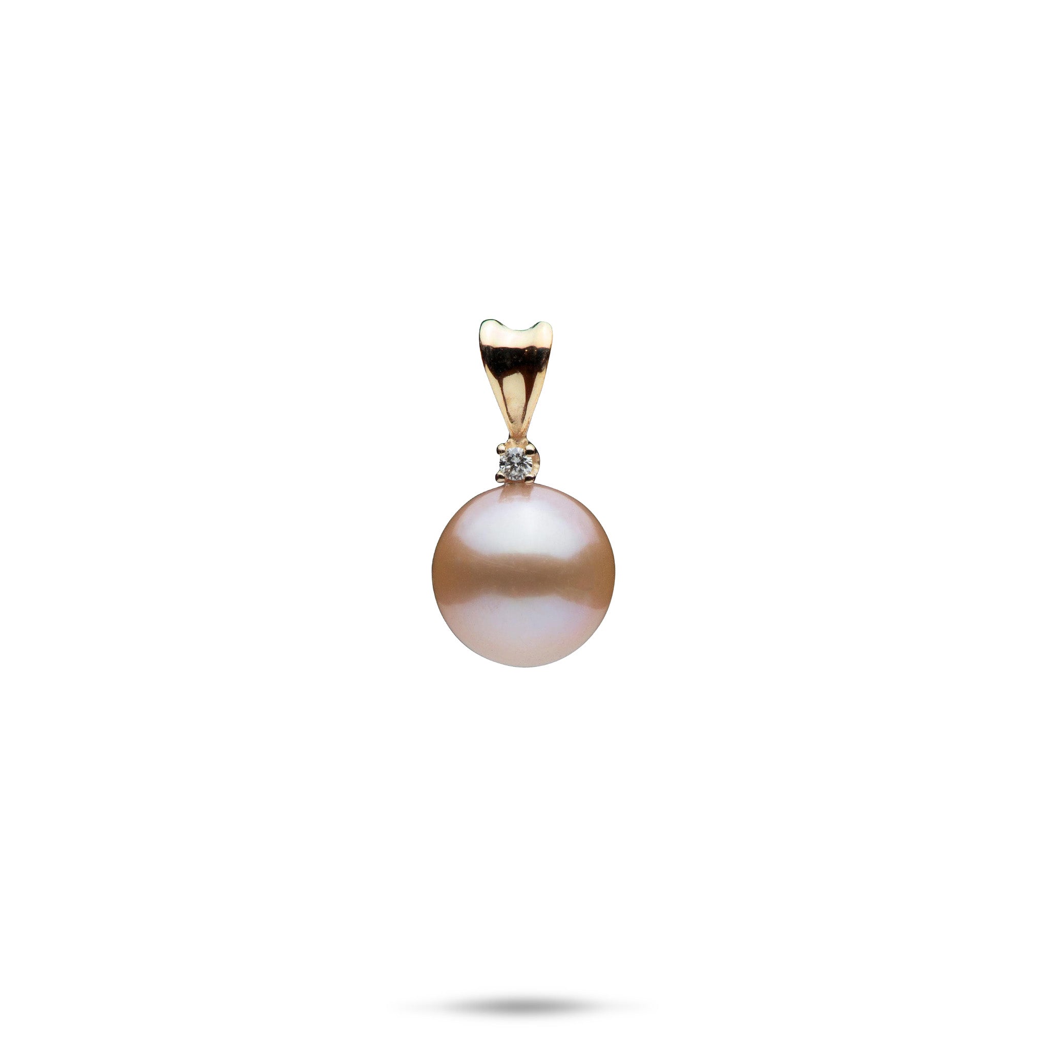 Freshwater Pearl Pendant in Gold with Diamond - 9-10mm