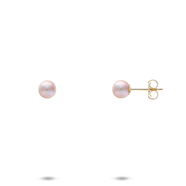 Freshwater Natural Color Pearl Stud Earrings in Gold - 4-5mm