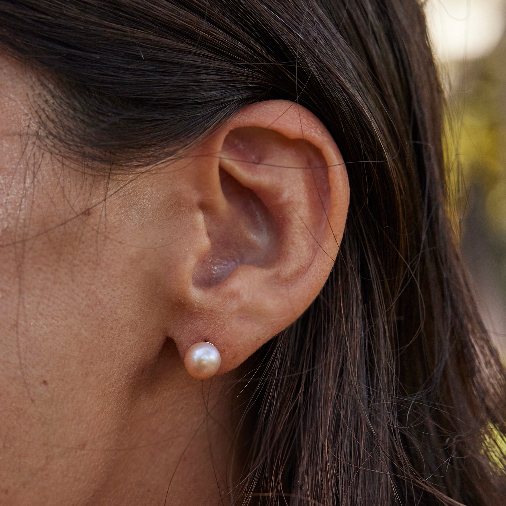Peach Freshwater Pearl Earrings in Gold - 7-8mm