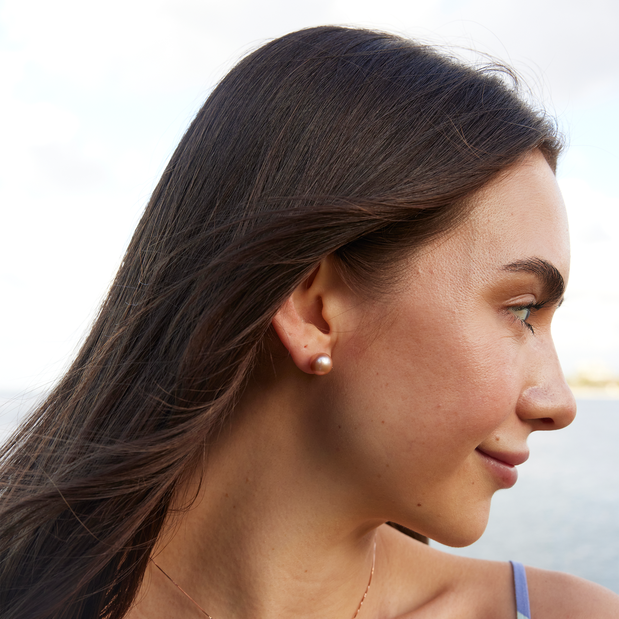 Natürliche Süßwasserperlen-Ohrringe in Gold - 9-10 mm