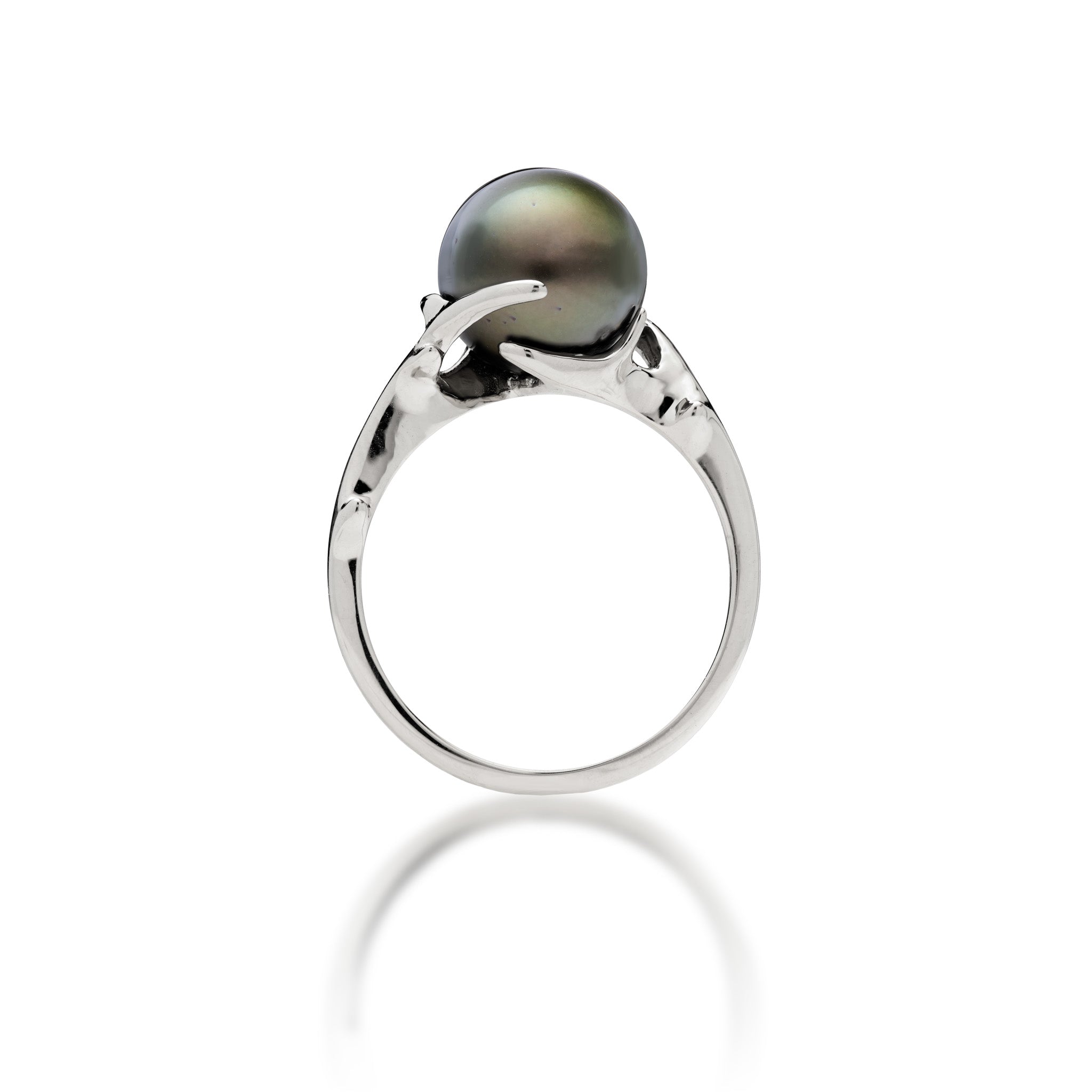 Heritage Tahitian Black Pearl Ring in White Gold