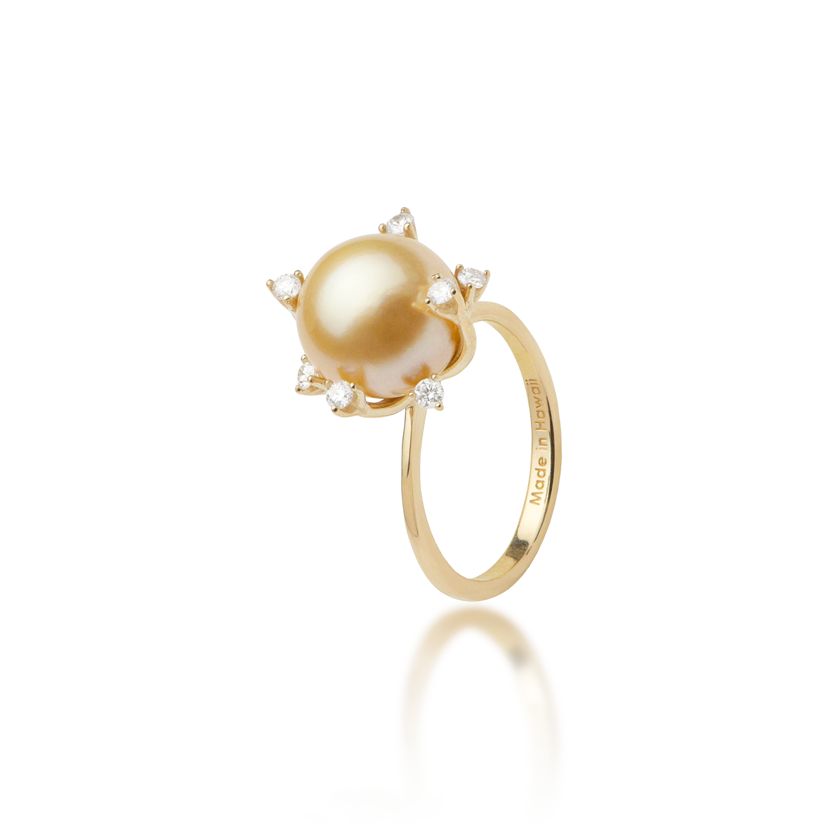 Sea Gold Rings Protea South Sea Gold Ring in Yellow Gold with Diamonds