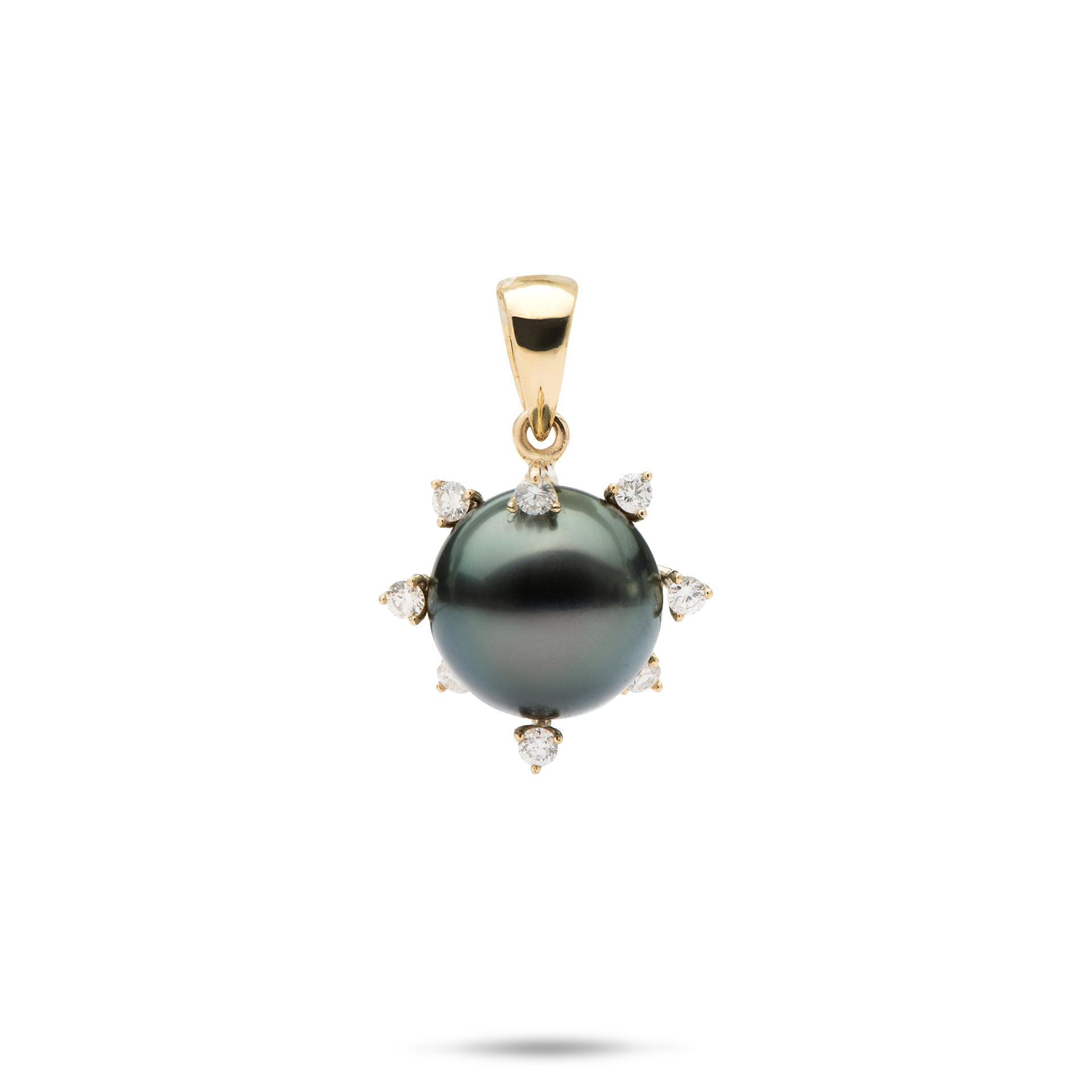 Protea Tahitian Black Pearl Pendant in Gold with Diamonds