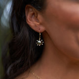 Protea Tahitian Black Pearl Earrings in Gold with Diamonds - 9-10mm